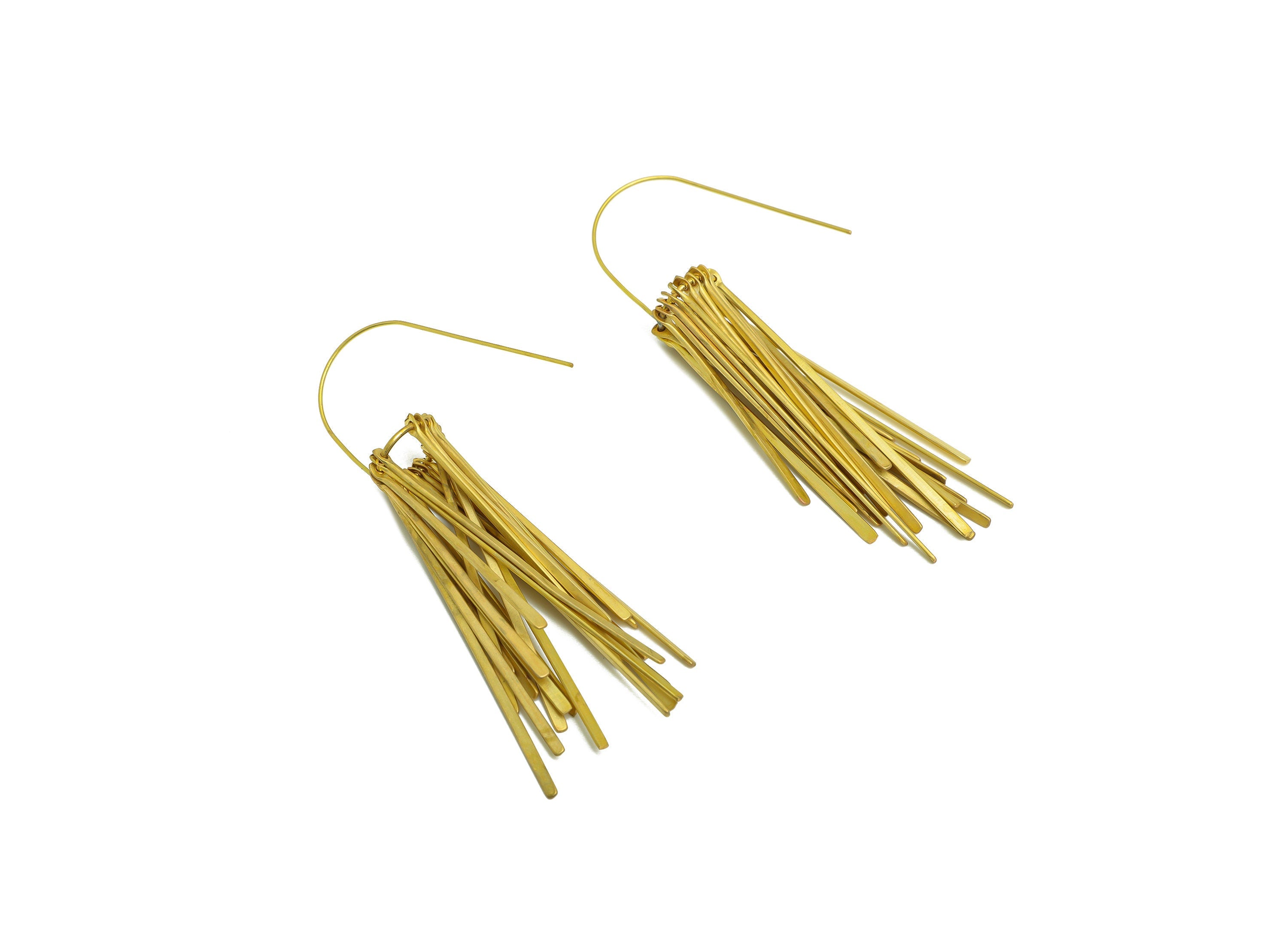 Brass Stick Wire Ear Wire - Brass Wire Tassel Earring Hook - Brass Hammered Earring Hook - Brass Tassel Hook Earring - 79x13x2.7mm - PP10411 - DOMEDBAZAAR