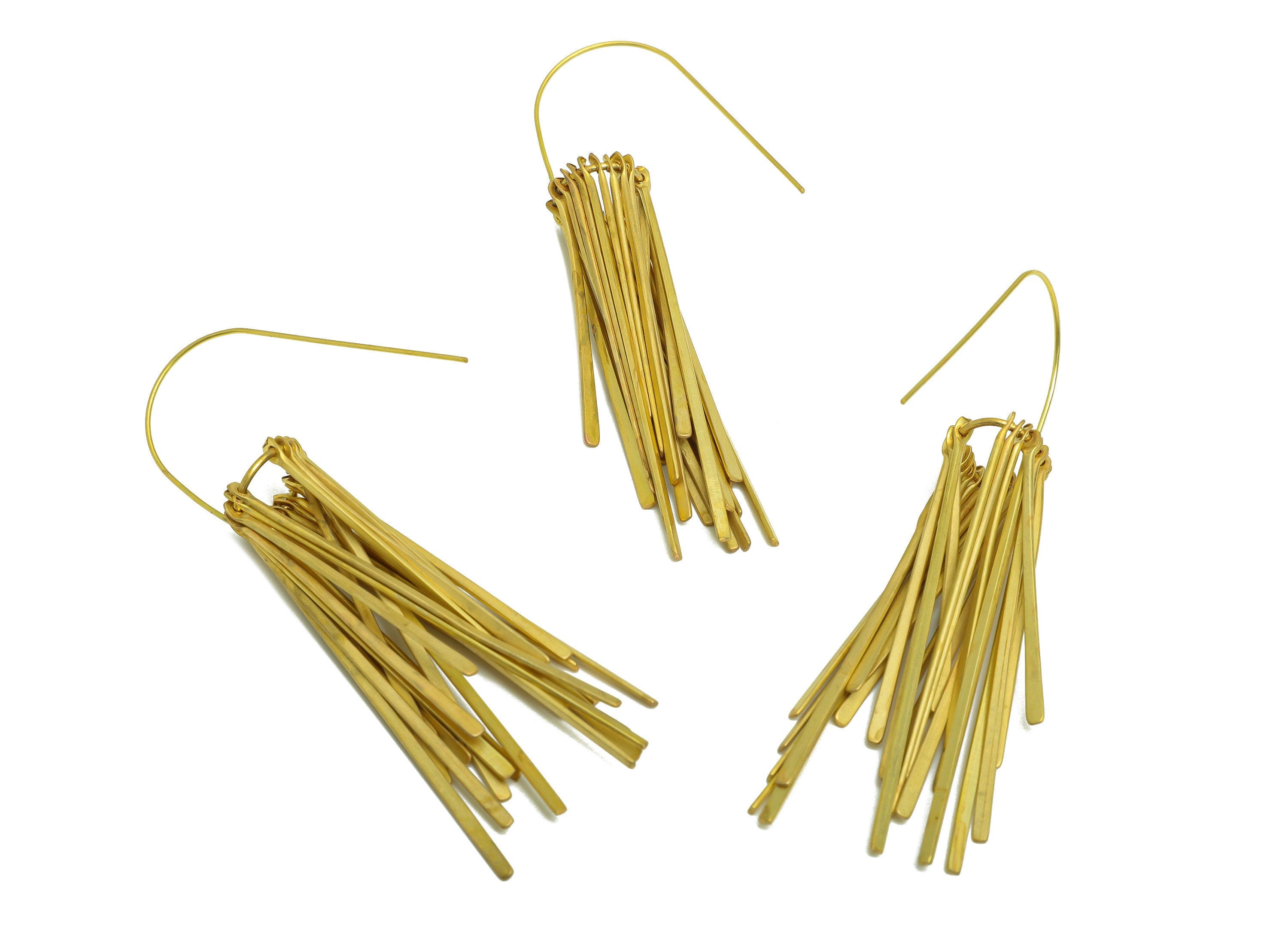 Brass Stick Wire Ear Wire - Brass Wire Tassel Earring Hook - Brass Hammered Earring Hook - Brass Tassel Hook Earring - 79x13x2.7mm - PP10411 - DOMEDBAZAAR