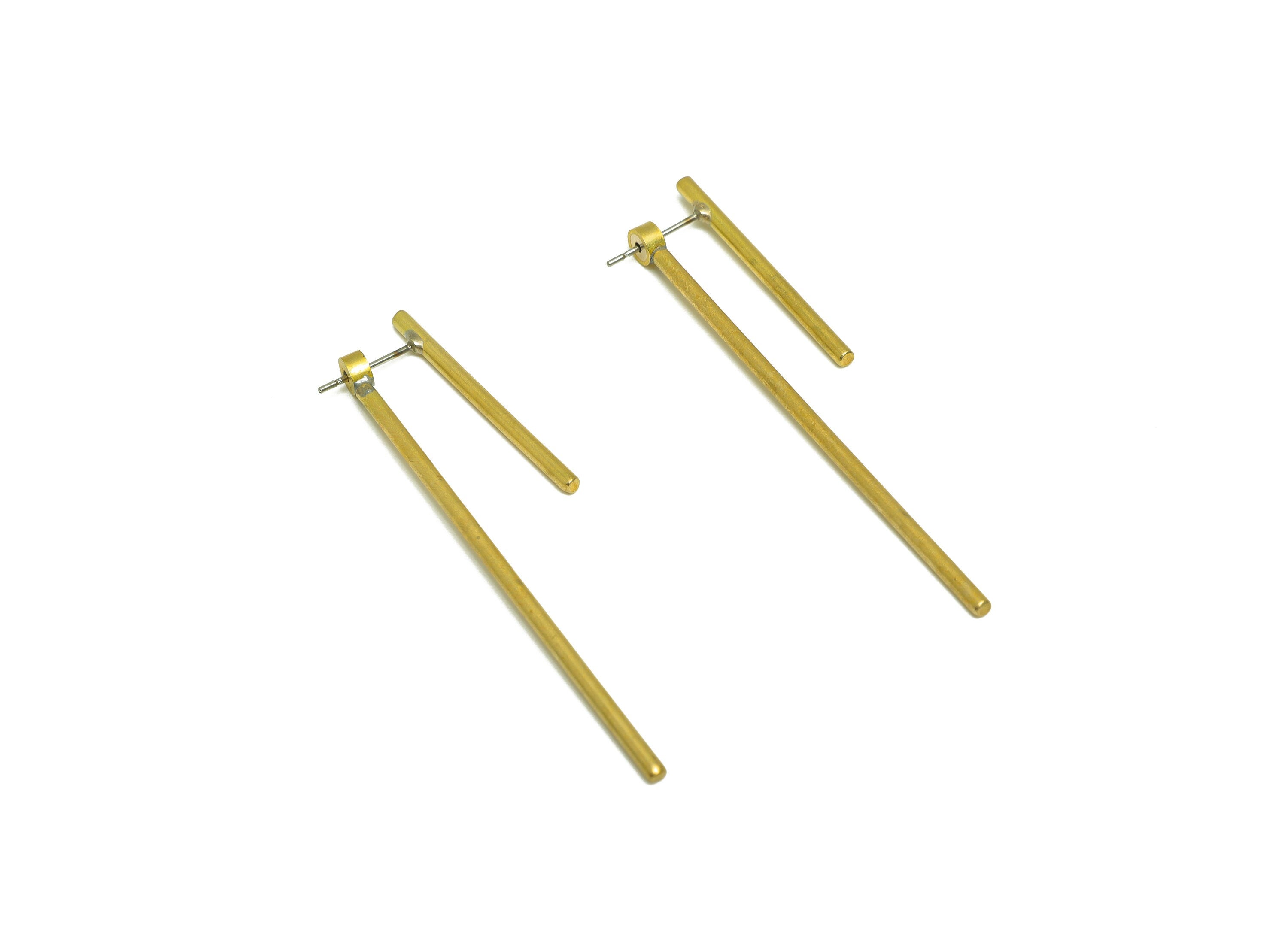 Brass Stick Earring Stud - Raw Brass Bar Earring Post - Brass Stick Stud - Earring Finding - Jewelry Supplies - 62x4x1.98mm - PP10394 - DOMEDBAZAAR