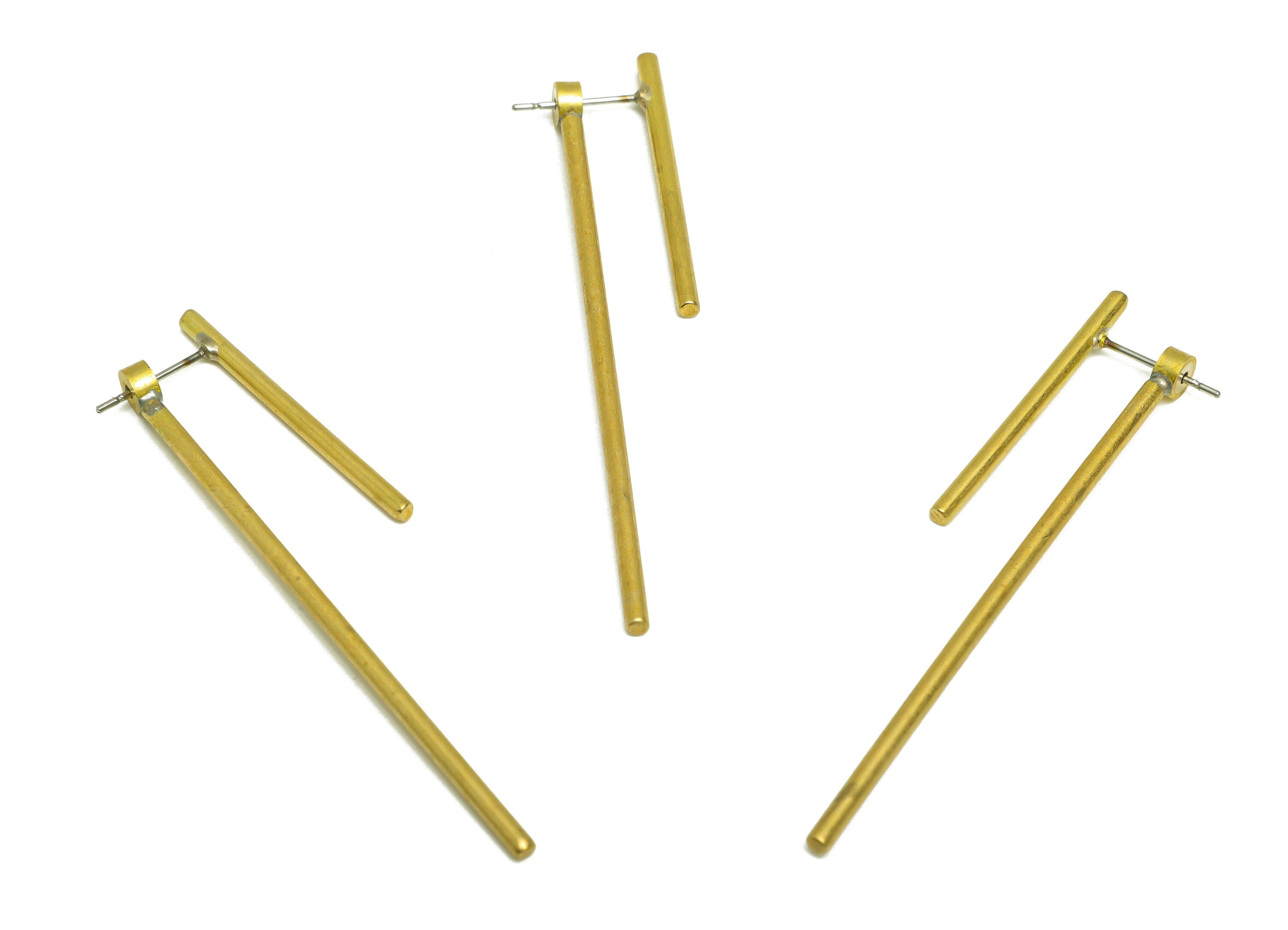 Brass Stick Earring Stud - Raw Brass Bar Earring Post - Brass Stick Stud - Earring Finding - Jewelry Supplies - 62x4x1.98mm - PP10394 - DOMEDBAZAAR