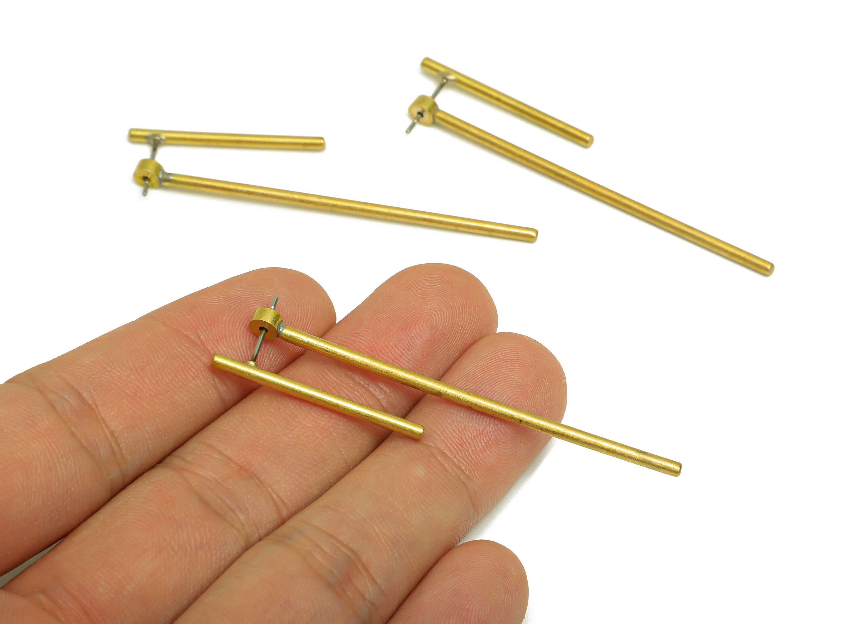 Brass Stick Earring Stud - Raw Brass Bar Earring Post - Brass Stick Stud - Earring Finding - Jewelry Supplies - 62x4x1.98mm - PP10394 - DOMEDBAZAAR
