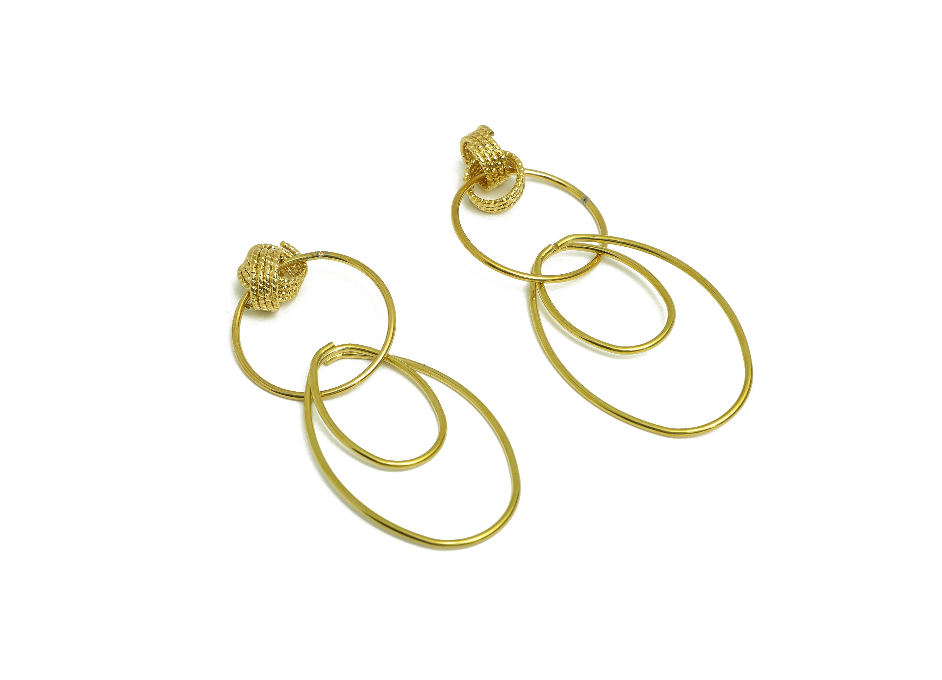 Brass Round Interlock Charm - Raw Brass Geometry Earring Charm - Brass Textured Ring Oval - Brass Dangle Charm - 80x32x1.5mm - PP10415 - DOMEDBAZAAR