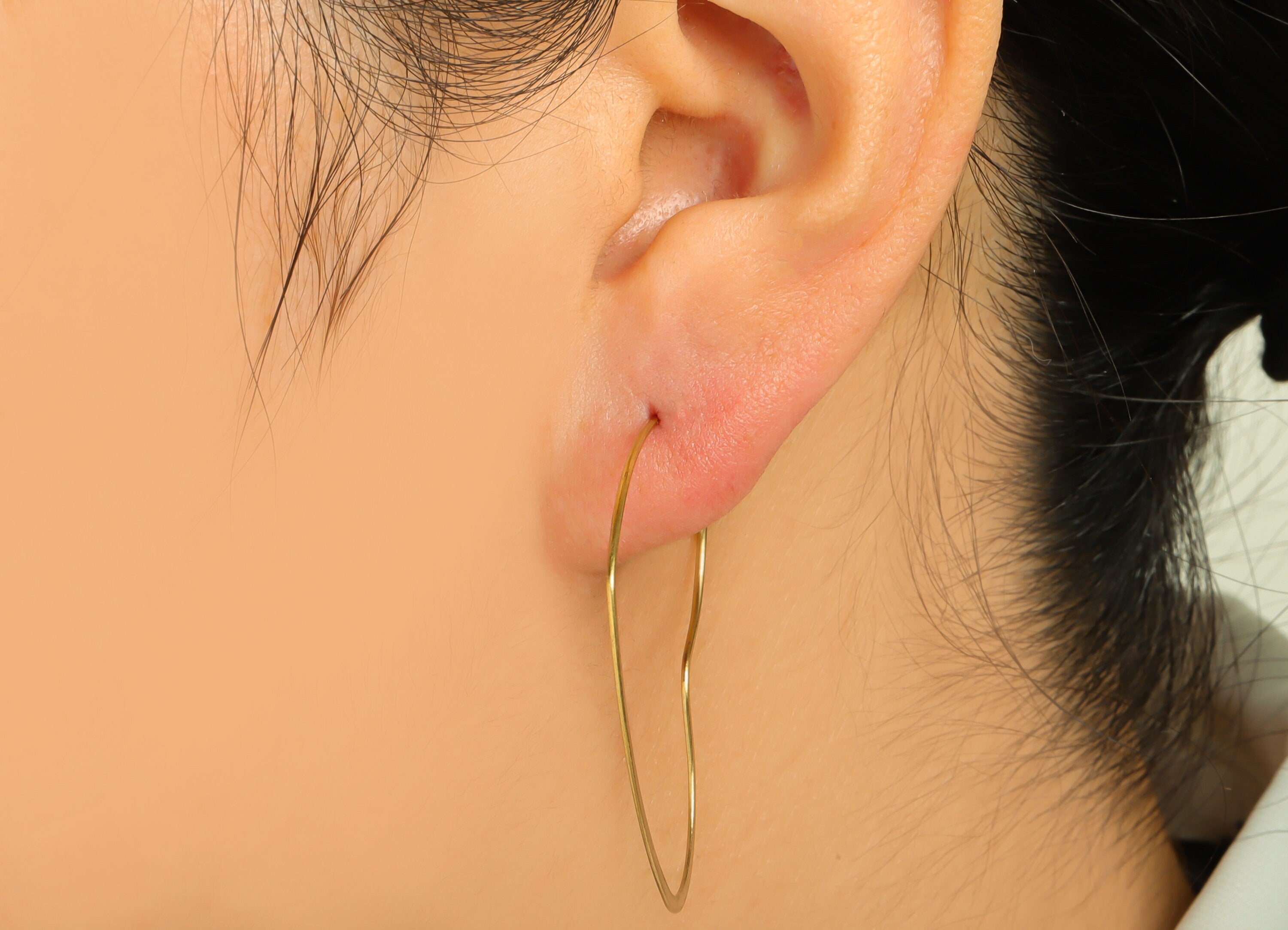 Hammered Heart Wire Hoop Earring - Raw Brass Love Heart Wire Lock Earring - Geometry Wire Hoop Lock Earring Charm - 40x35x0.8mm-PP10421-40 - DOMEDBAZAAR