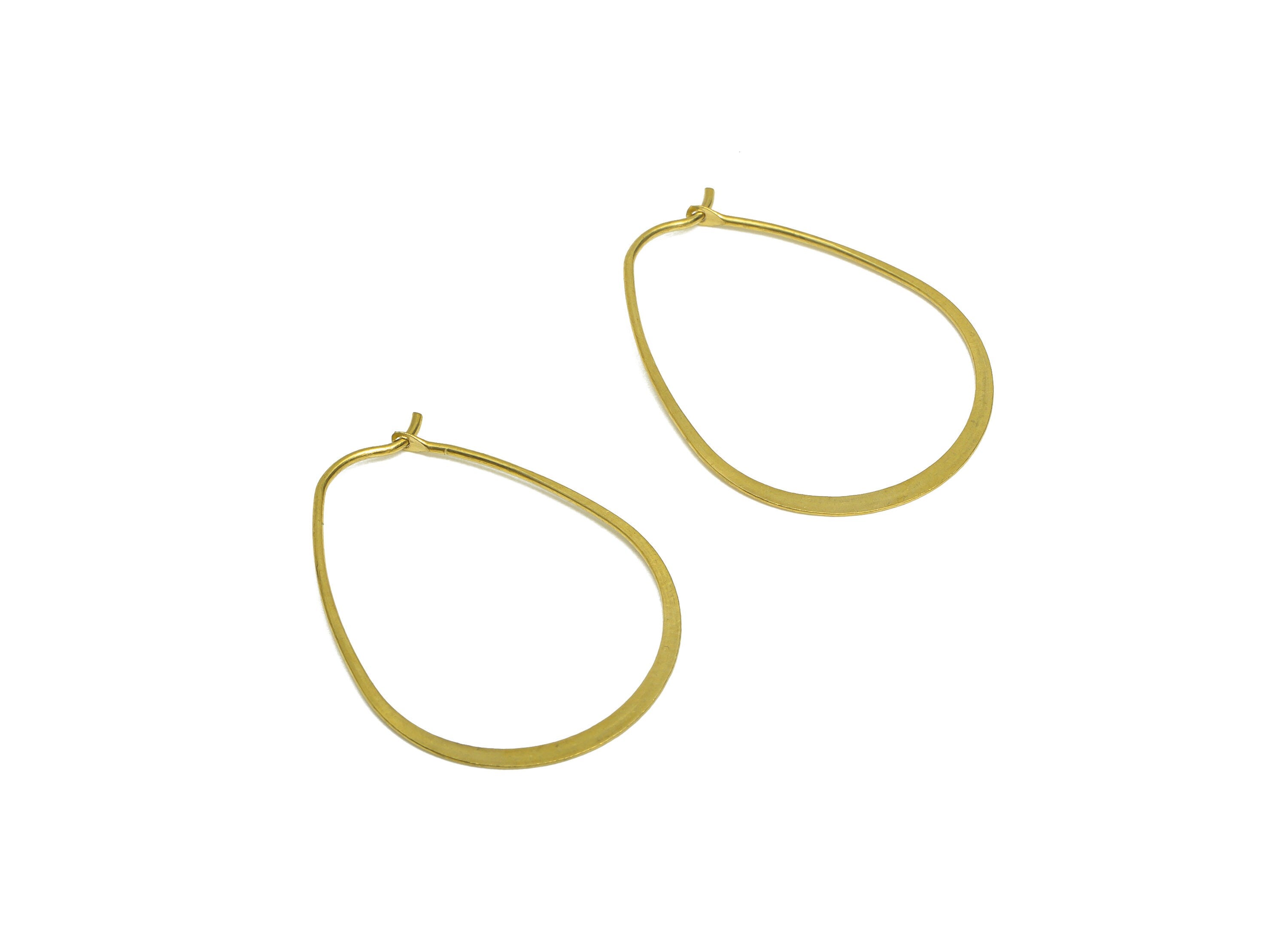 Brass Drop Wire Hoop Earring - Raw Brass Hammered Teardrop Earring Wire - Geometry Wire Hoop Lock Earring Charms - 30x23x0.8mm - PP10423-30 - DOMEDBAZAAR