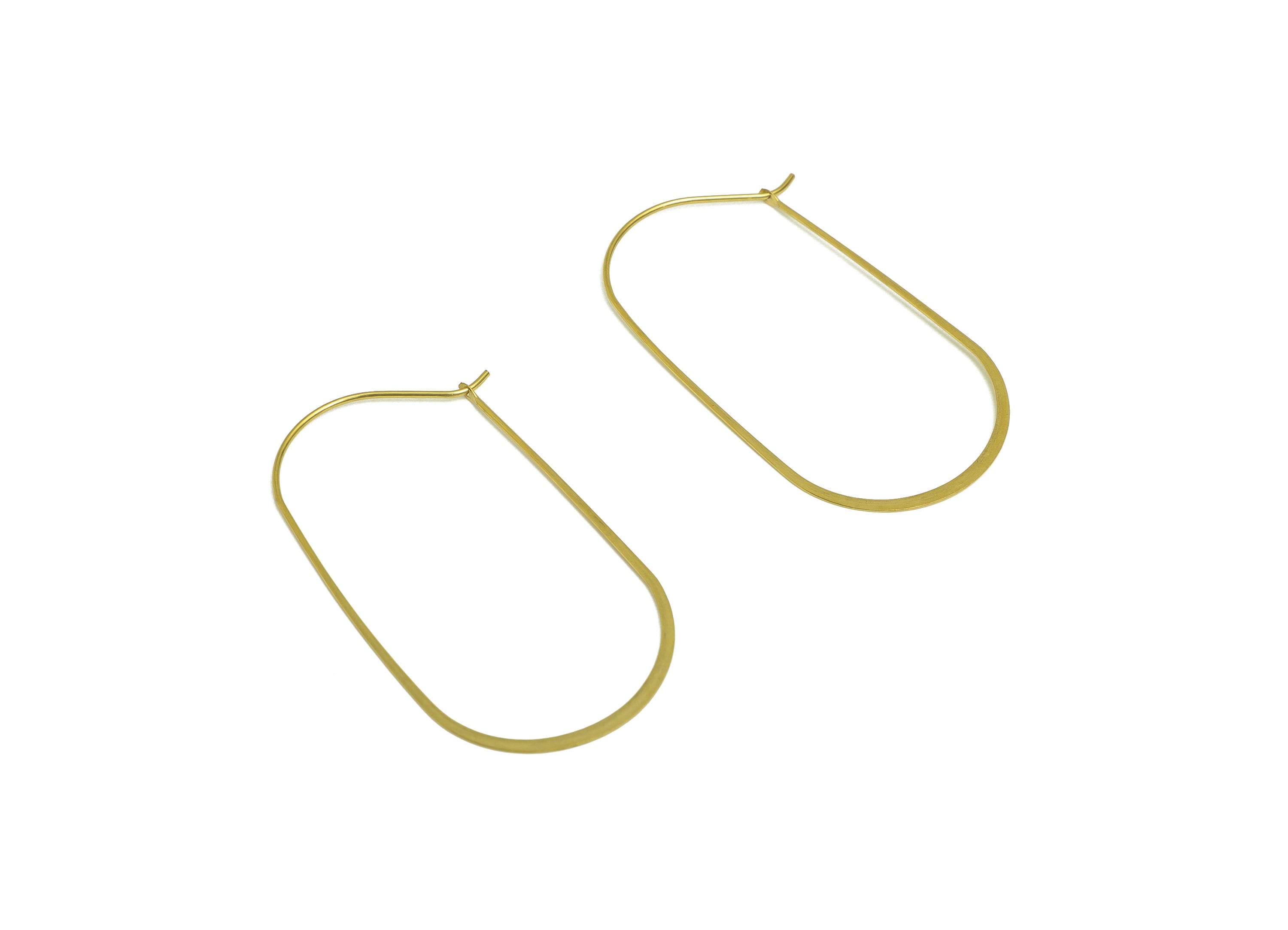 50mm Brass Oval Wire Hoop Earring - Raw Brass Hammered Geometry Wire Earring - Brass Hammered Ear Wire Hoop - 52x27x0.8mm - PP10373-50 - DOMEDBAZAAR