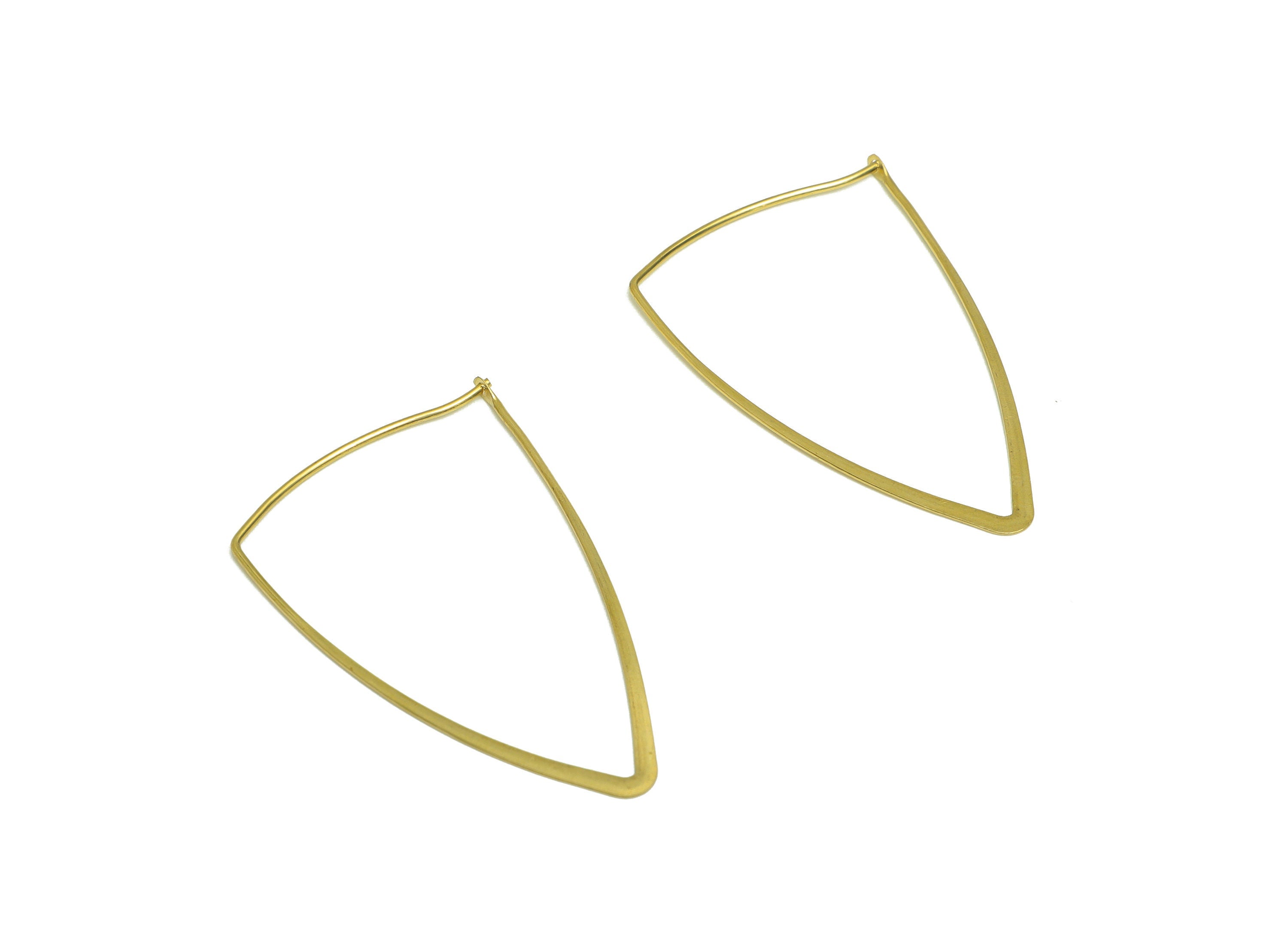 40mm Brass Triangle Wire Hoop Earring - Raw Brass Hammered Geometry Wire Earring - Brass Hammered Ear Wire Hoop - 41x27x0.8mm - PP10424-40 - DOMEDBAZAAR
