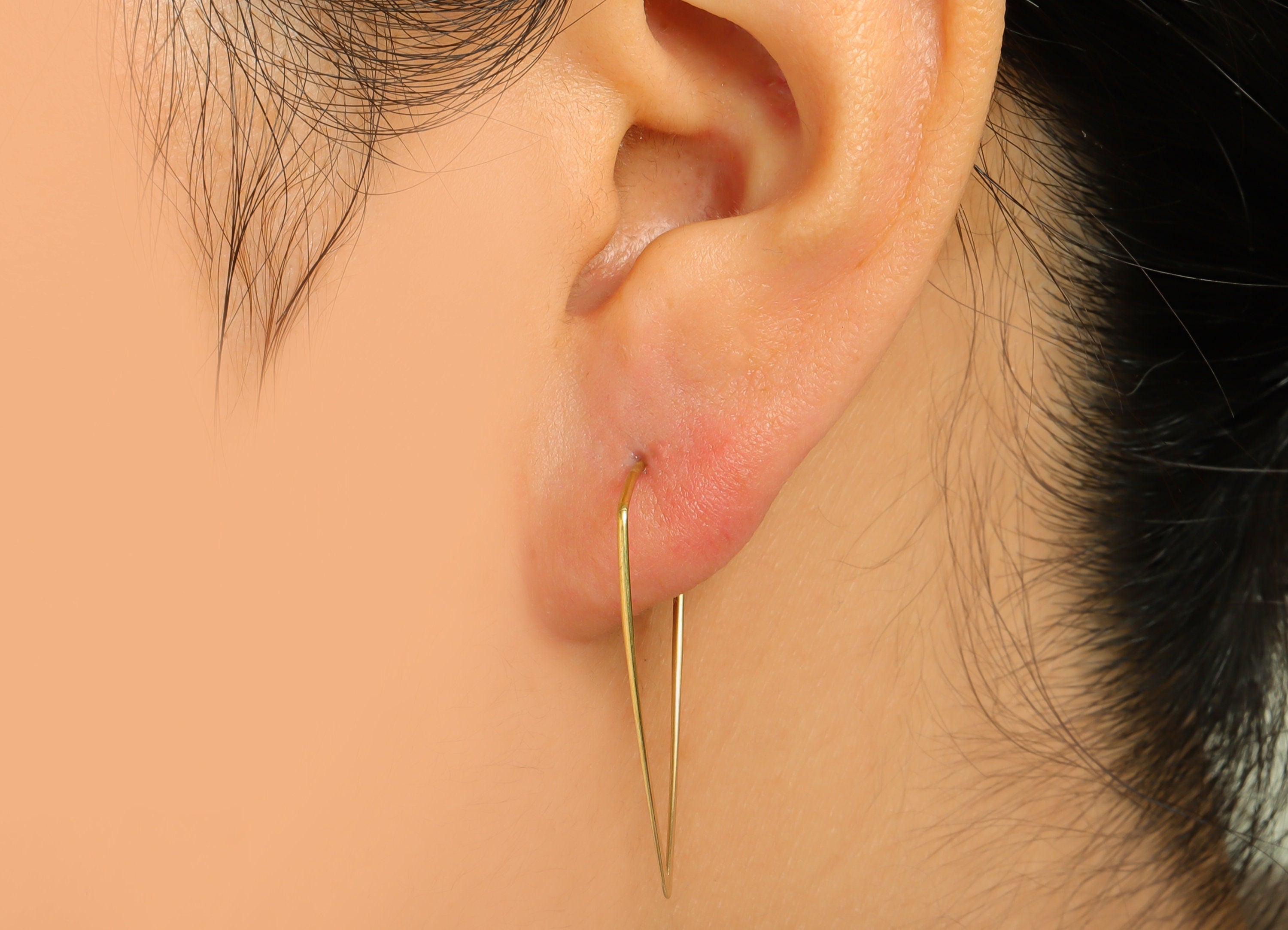 30mm Brass Triangle Wire Hoop Earring - Raw Brass Hammered Geometry Wire Earring - Brass Hammered Ear Wire Hoop - 31x19x0.8mm - PP10424-30 - DOMEDBAZAAR