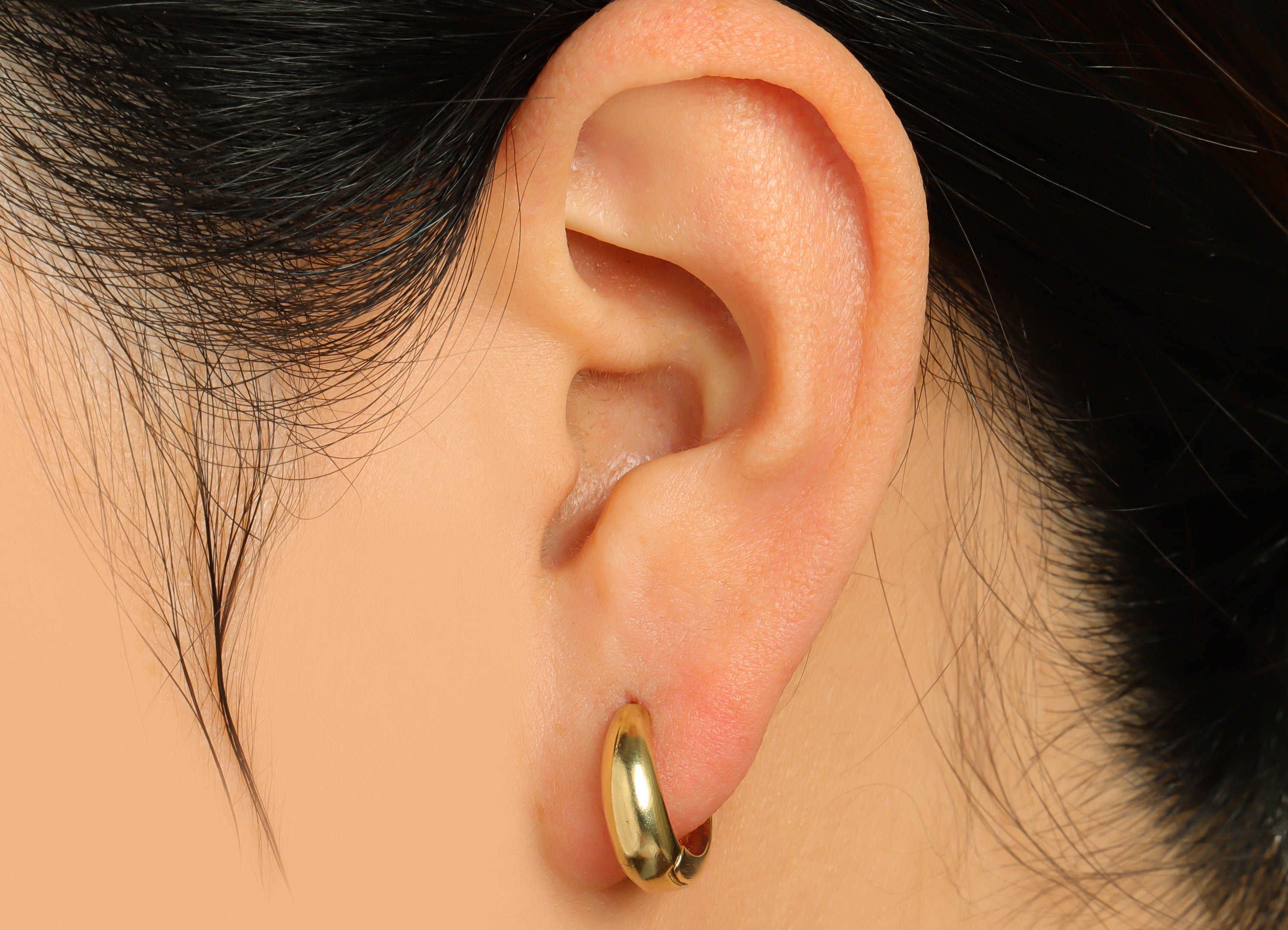 Brass Huggie Hoop Earring - Raw Brass Hoop Round Earring - Brass Thick Hoop Huggie Earring - Hoop Huggie Earring - 15x14.4x5mm - PP10050 - DOMEDBAZAAR
