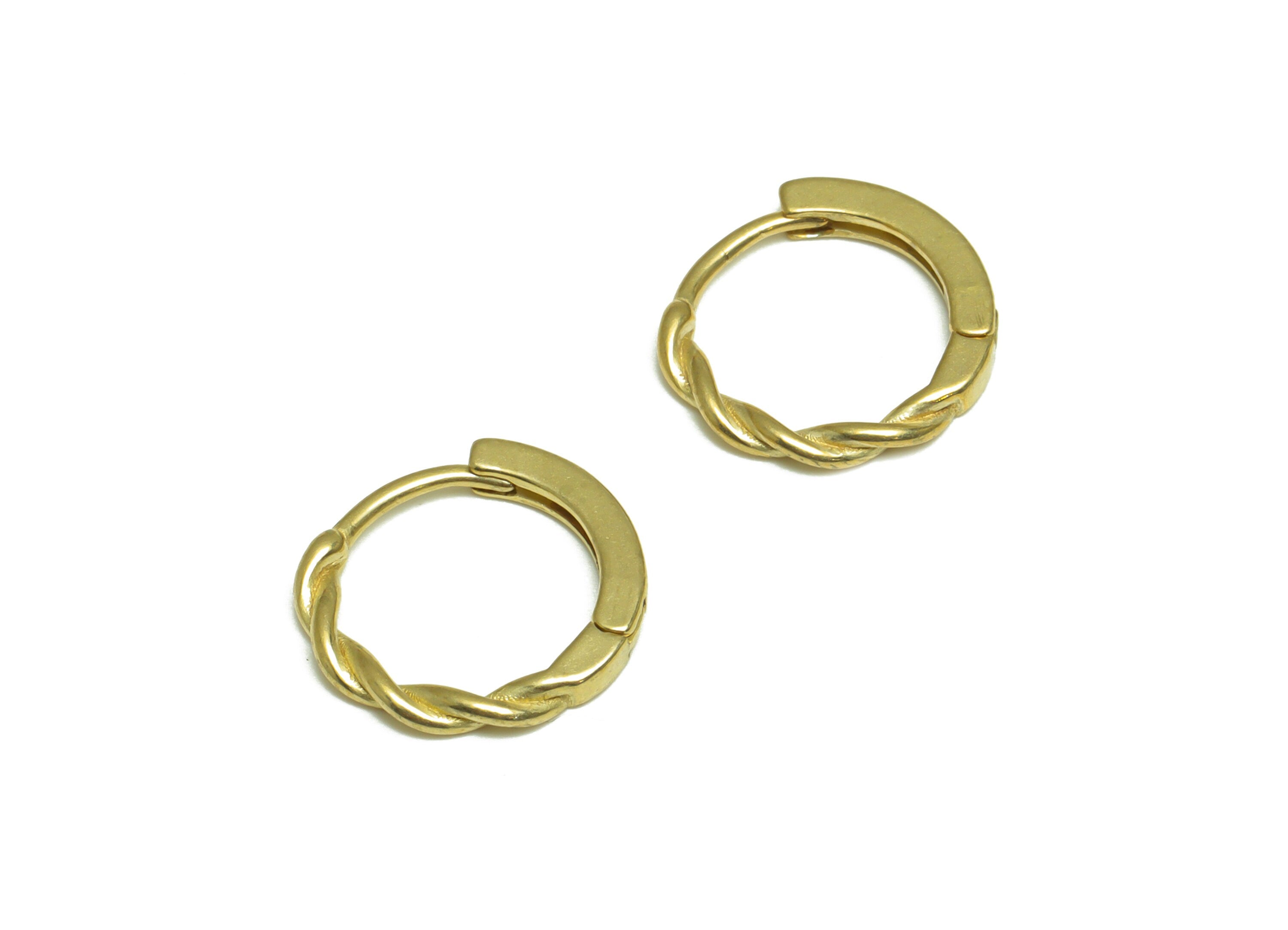 Brass Huggie Hoop Earring - Raw Brass Hoop Round Earring - Brass Twisted Wire Hoop Huggie Earring - Hoop Huggie Earring - 13x13x1mm -PP10132 - DOMEDBAZAAR
