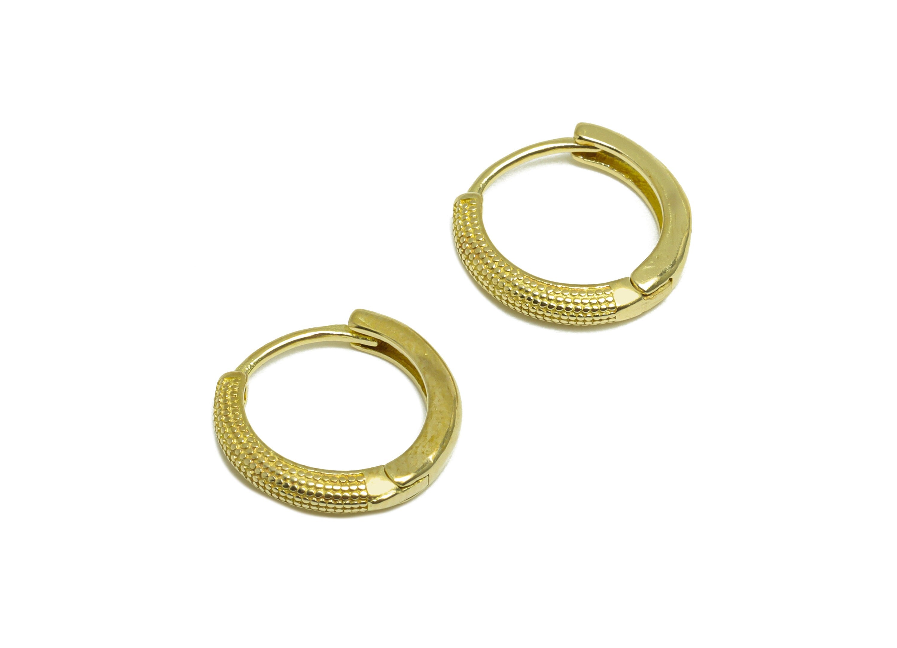 Brass Huggie Hoop Earring - Raw Brass Hoop Round Earring - Brass Textured Hoop Huggie Earring - Hoop Huggie Earring - 14x14.2x2mm - PP10040 - DOMEDBAZAAR