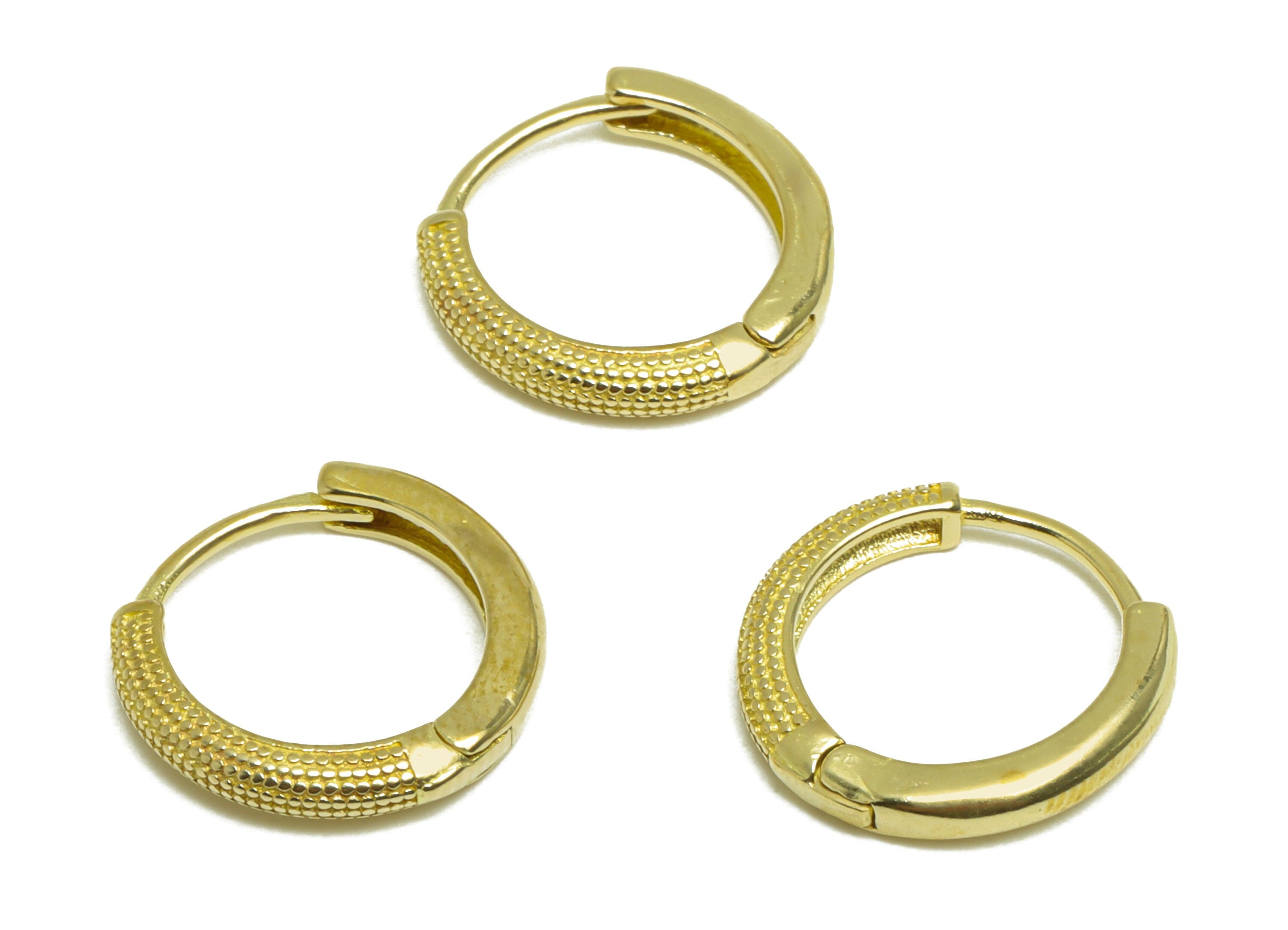 Brass Huggie Hoop Earring - Raw Brass Hoop Round Earring - Brass Textured Hoop Huggie Earring - Hoop Huggie Earring - 14x14.2x2mm - PP10040 - DOMEDBAZAAR
