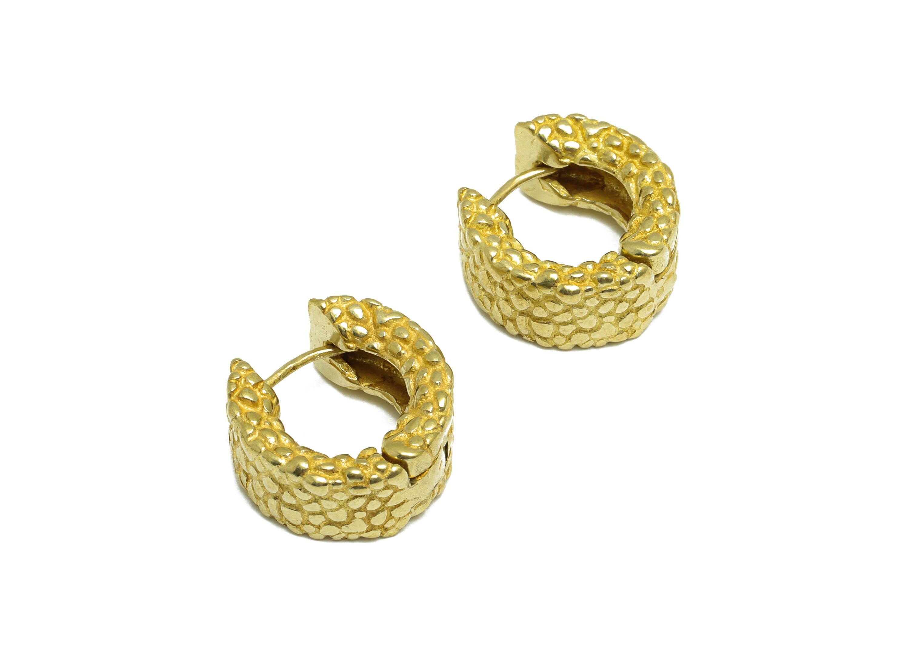 Brass Thick Huggie Hoop Earring - Raw Brass Textured Hoop Earring - Brass Hoop Huggie Earring - Thick Huggie Earring - 19x19x9mm - PP10045 - DOMEDBAZAAR