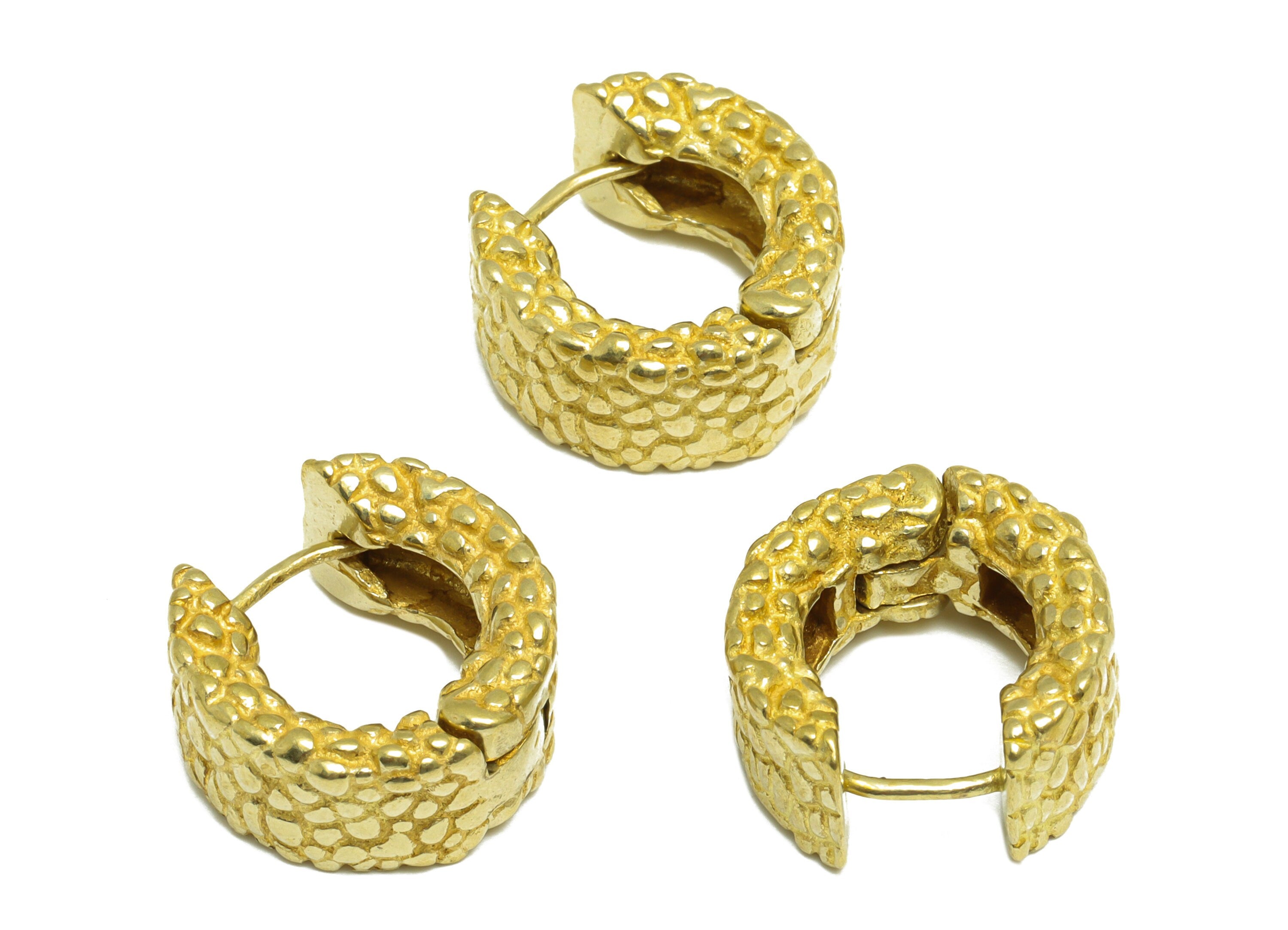 Brass Thick Huggie Hoop Earring - Raw Brass Textured Hoop Earring - Brass Hoop Huggie Earring - Thick Huggie Earring - 19x19x9mm - PP10045 - DOMEDBAZAAR