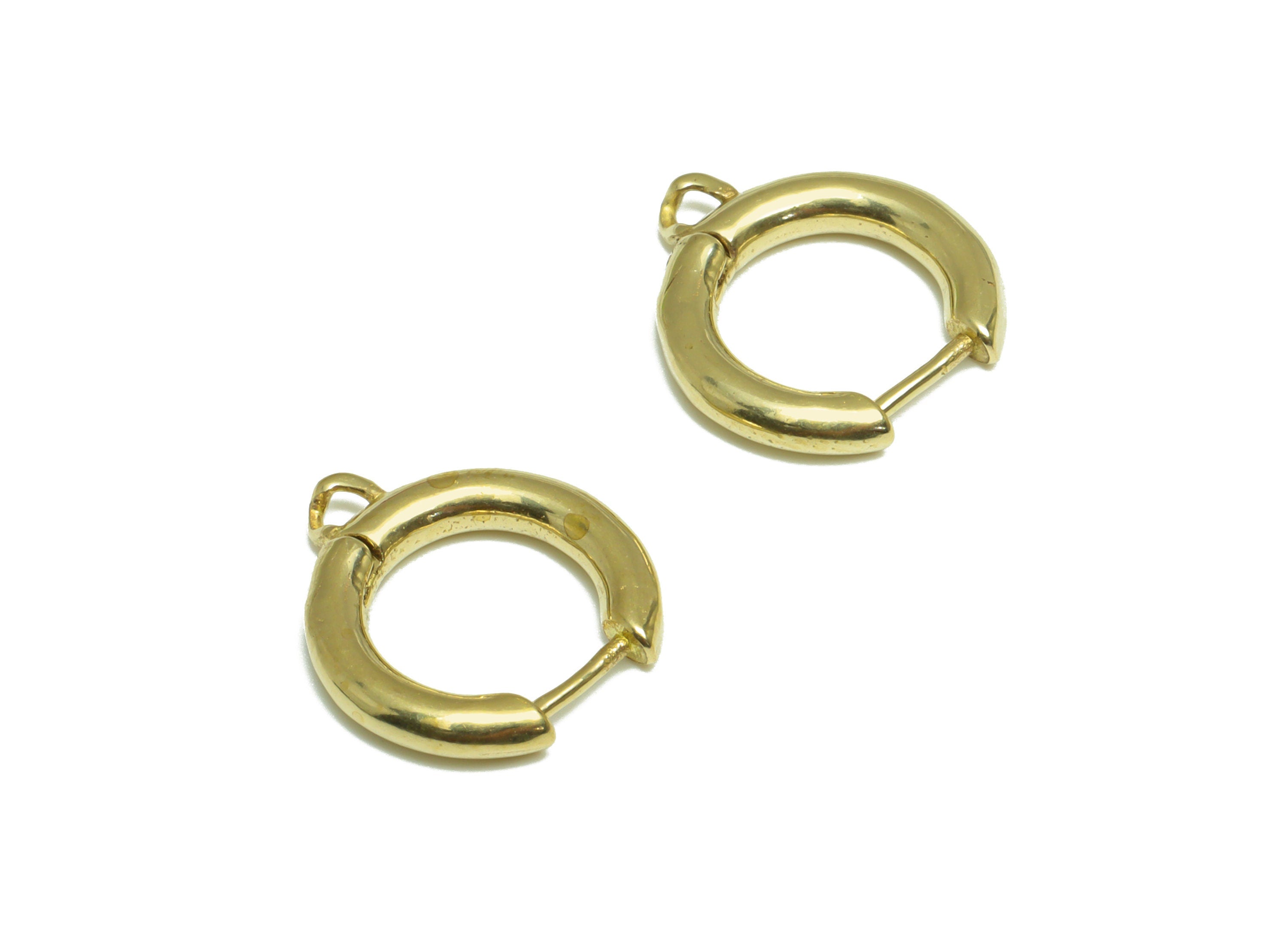 Brass Huggie Hoop Earring - Raw Brass Hoop Round Earring - Huggie Earring With loop - Earring With Loop For Tassel - 15x13.4x2.4mm - PP10026 - DOMEDBAZAAR