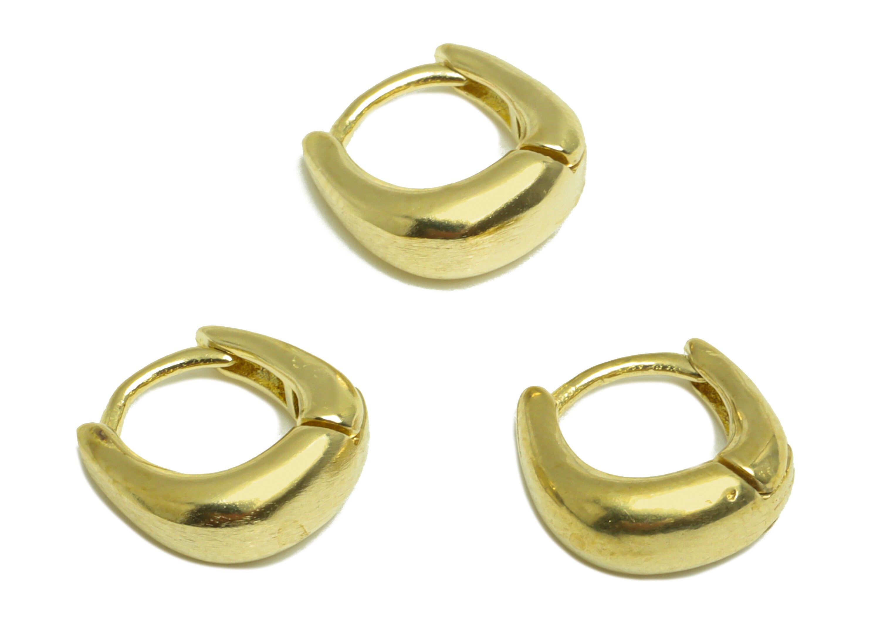 Brass Thick Huggie Hoop Earring - Raw Brass Thick Square Hoop Earring - Brass Minimalist Huggie Hoop Earring - 10.7x10.7x4.6mm - PP10012 - DOMEDBAZAAR