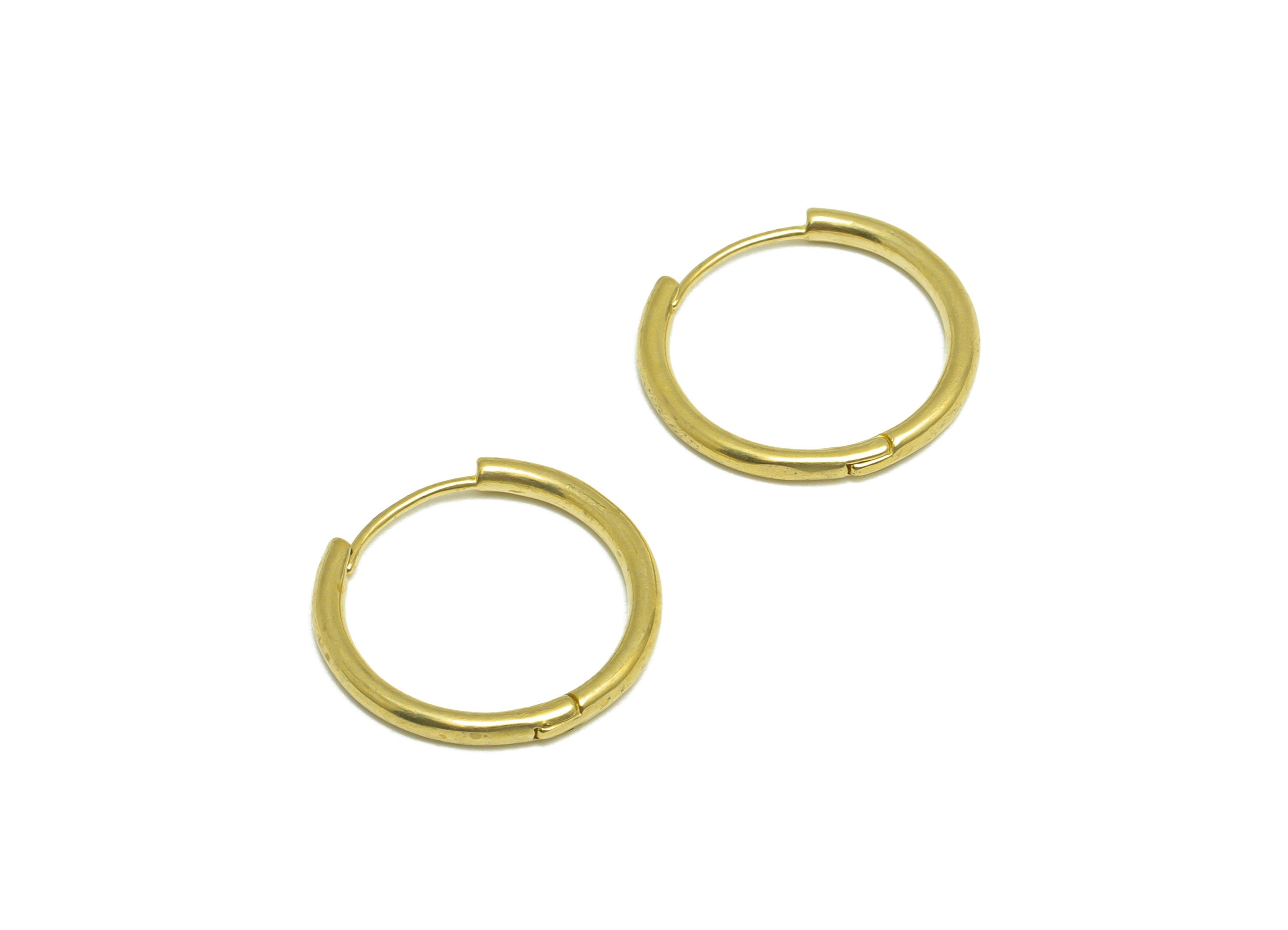 Brass Huggie Hoop Earring - Raw Brass Hoop Round Earring - Brass Minimalist Hoop Huggie Earring - Hoop Huggie Earring - 19x19x2mm - PP10146 - DOMEDBAZAAR