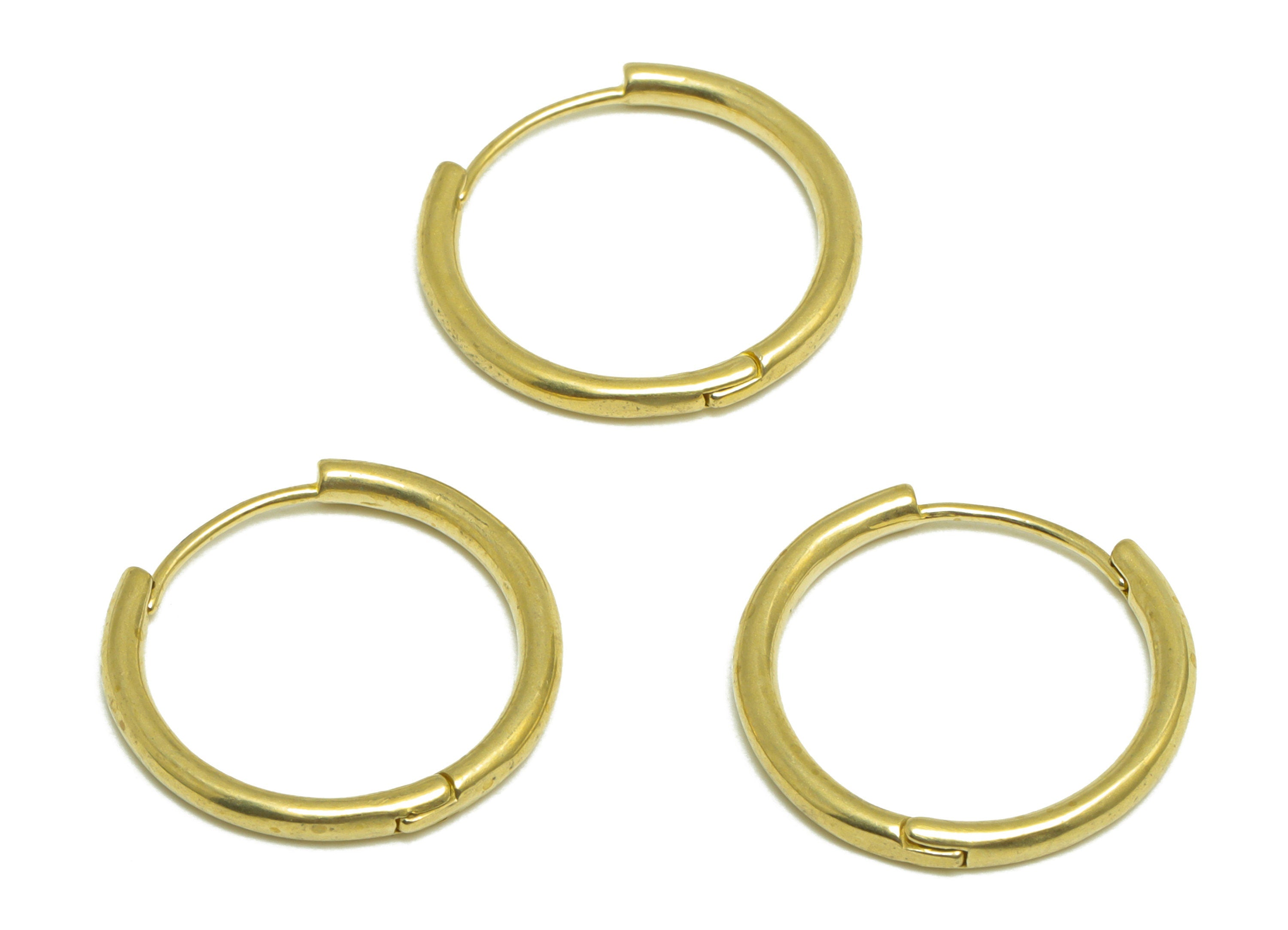 Brass Huggie Hoop Earring - Raw Brass Hoop Round Earring - Brass Minimalist Hoop Huggie Earring - Hoop Huggie Earring - 19x19x2mm - PP10146 - DOMEDBAZAAR