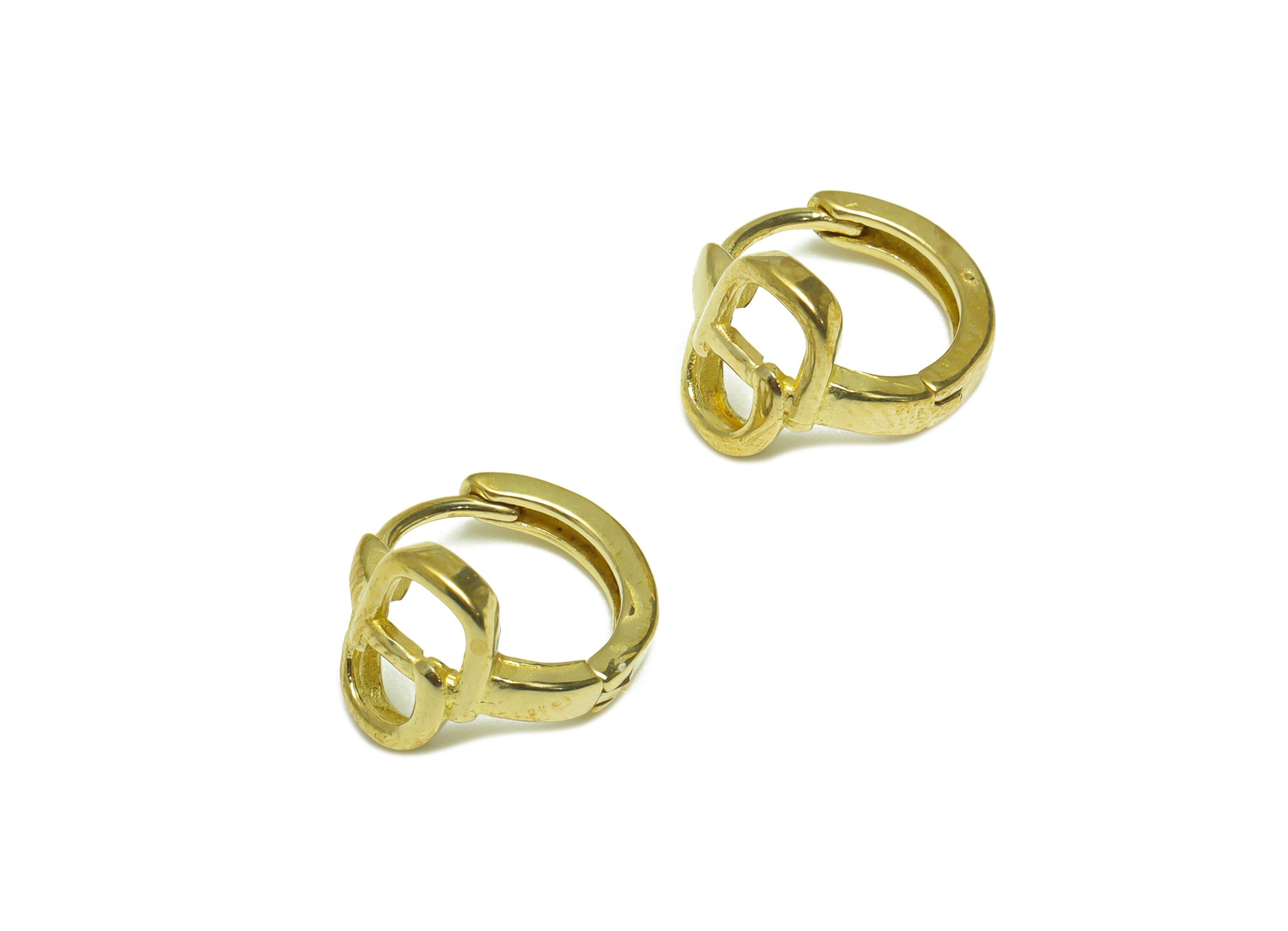 Brass Huggie Hoop Earring - Raw Brass Oval Rectangle Hoop Round Earring -Brass Geometry Huggie Hoop Clasp Earring - 13.6x12x2.3mm - PP10047 - DOMEDBAZAAR