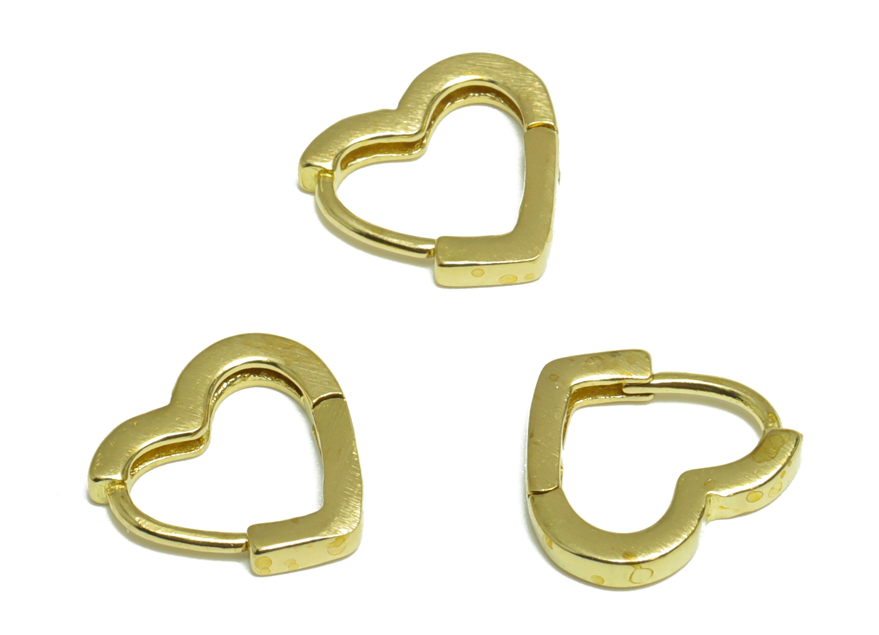 Brass Heart Huggie Hoop Earring - Raw Brass Hoop Heart Earring - Brass Hoop Huggie Earring - Brass Heart Hoop Earring - 12x11x2mm - PP10020 - DOMEDBAZAAR
