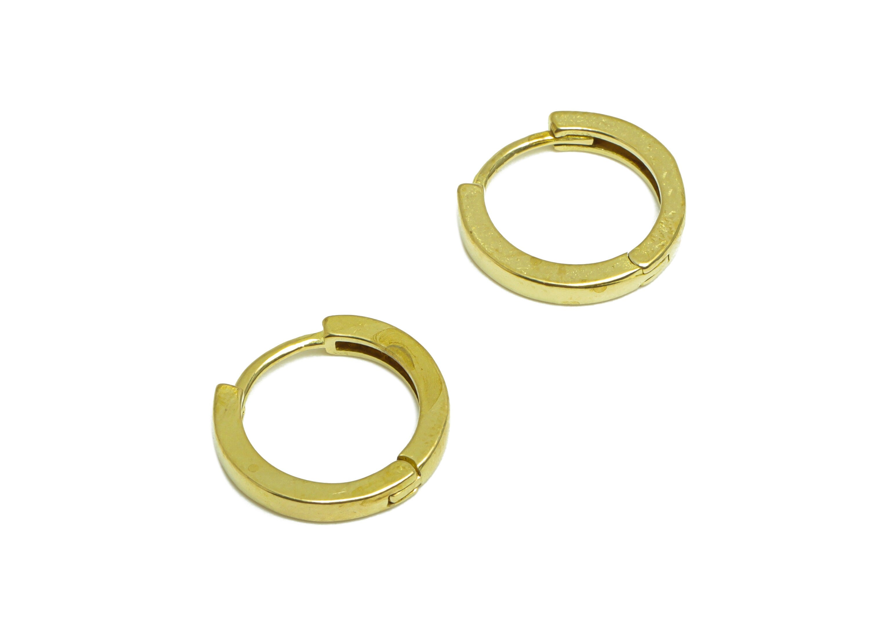 Brass Huggie Hoop Earring - Raw Brass Hoop Round Earring - Brass Minimalist Hoop Huggie Earring - Hoop Huggie Earring - 14x13x2mm - PP10032 - DOMEDBAZAAR