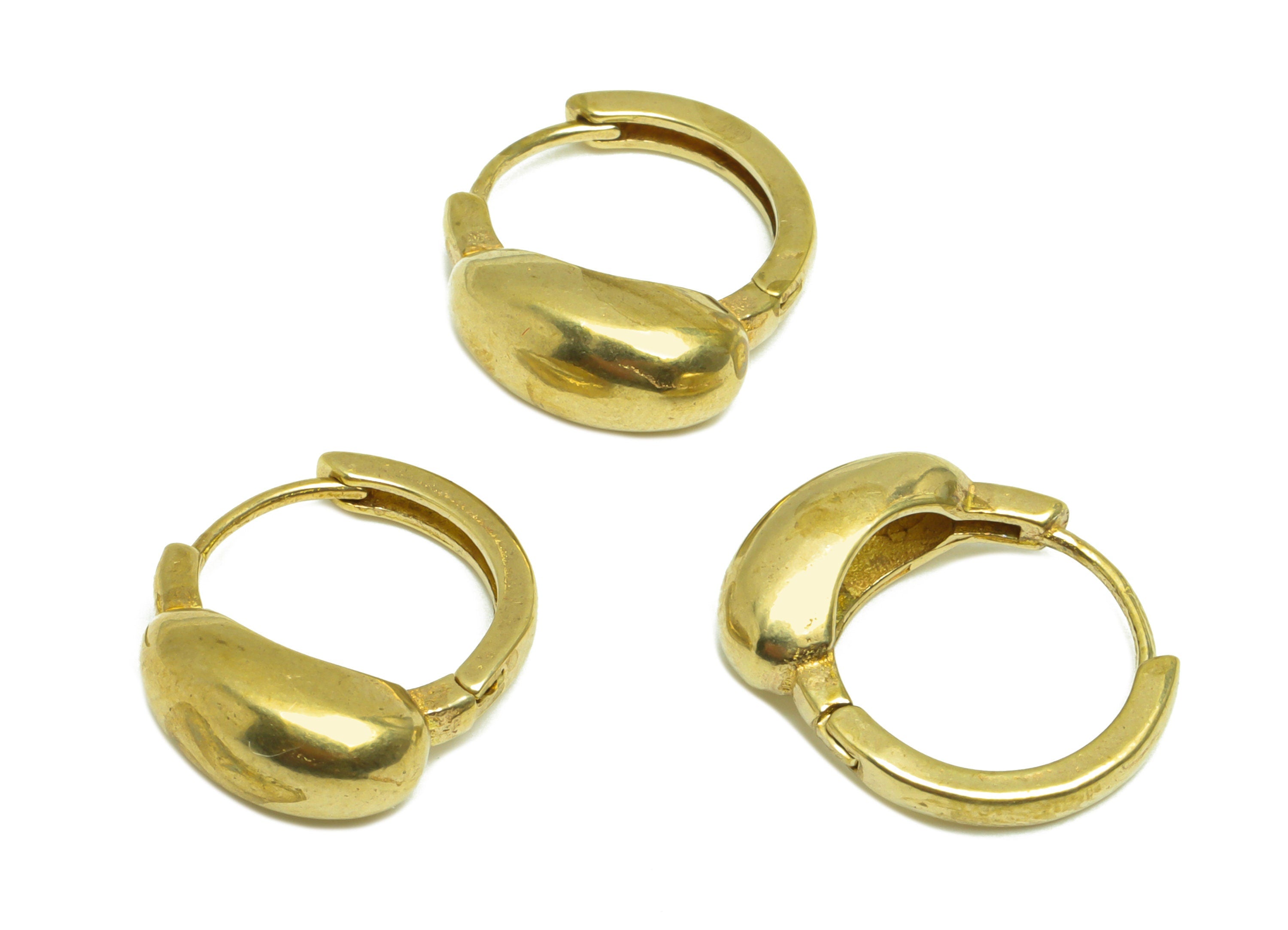 Brass Oval Huggie Hoop Earring - Raw Brass Hoop Round Earring - Brass Geometry Huggie Earring - Hoop Huggie Earring - 18.5x15x6mm - PP10048 - DOMEDBAZAAR