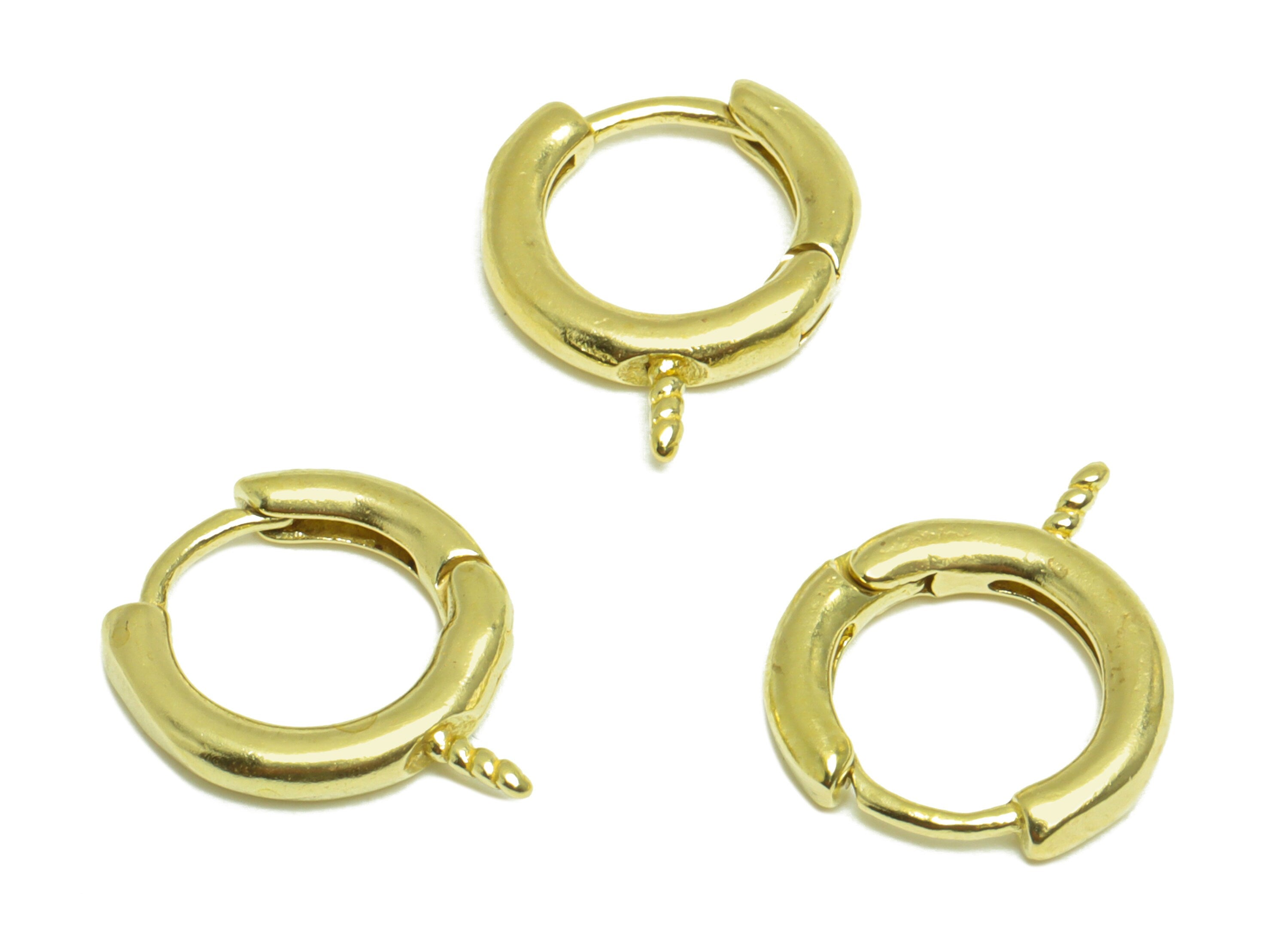 Brass Round Hoop Earring Pearl Setting - Raw Brass Hoop Huggie Round Earring - Brass Hoop Huggie Earring For Pearl - 14x12x2.1mm - PP10043 - DOMEDBAZAAR