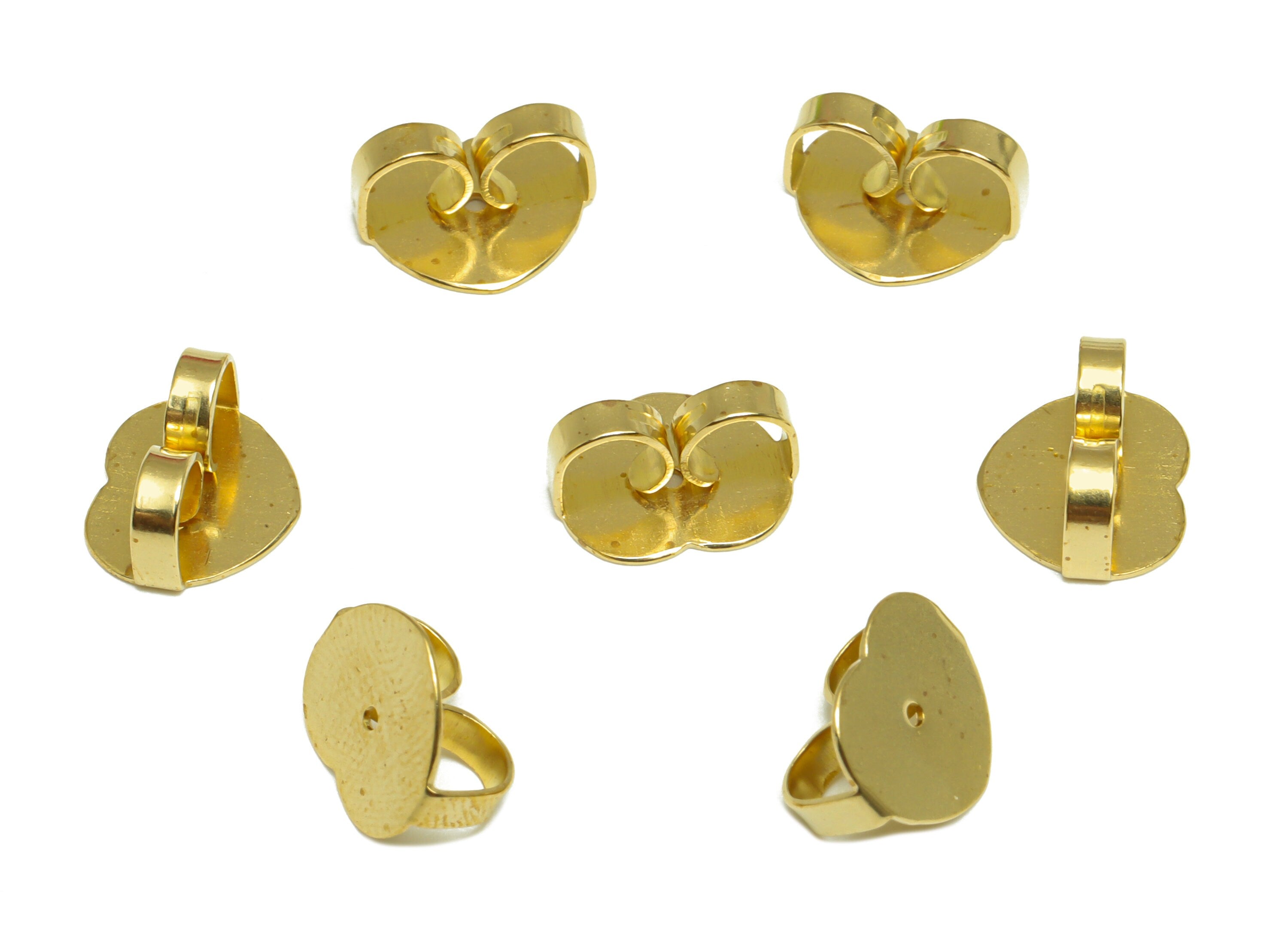 Brass Heart Earring Back - Brass Stud Earring Back Stopper - Earring Post Nuts Stopper - Earring Wire Back - Ear Back - 10x8x5mm - PP10117 - DOMEDBAZAAR