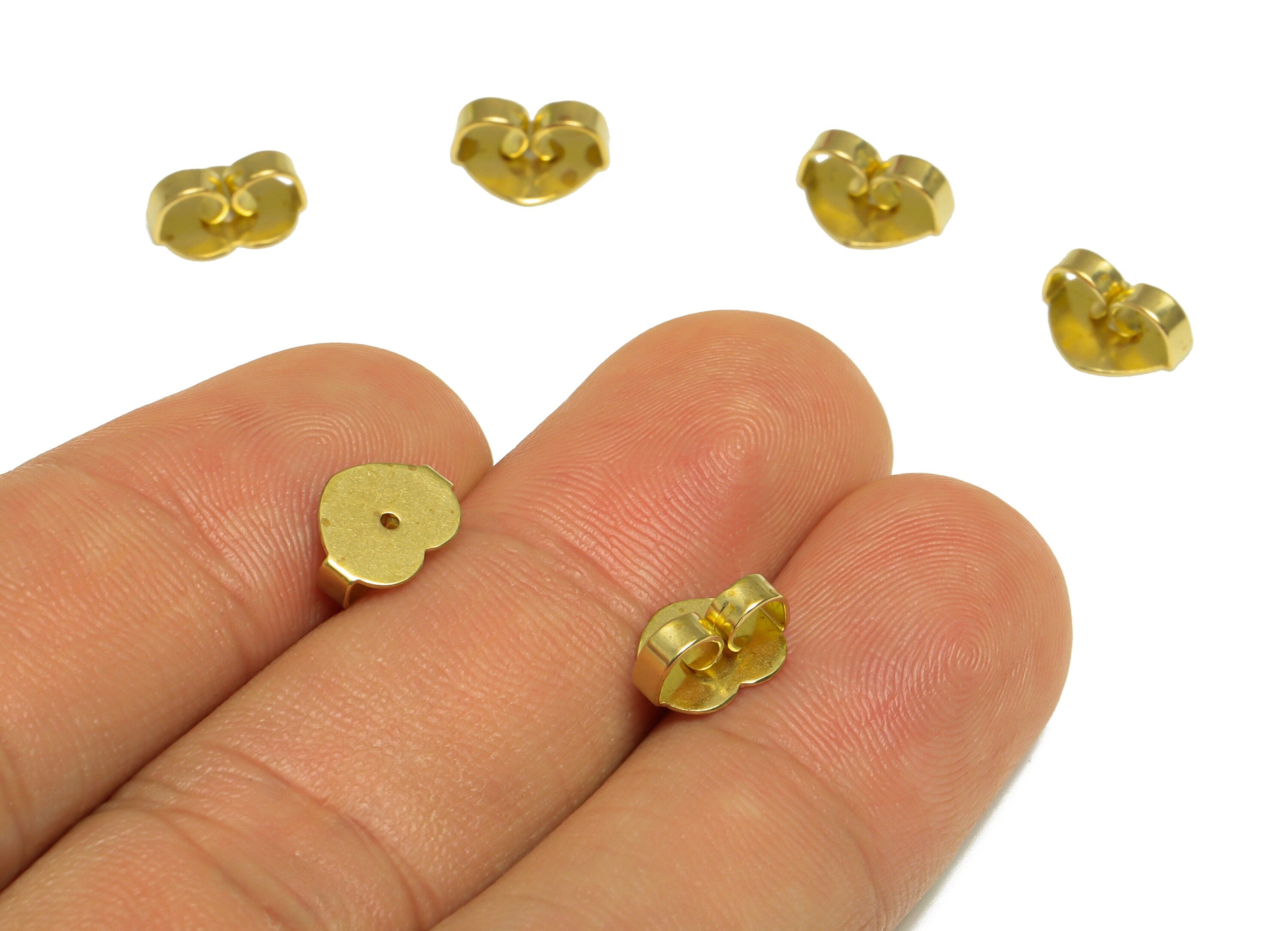 Brass Heart Earring Back - Brass Stud Earring Back Stopper - Earring Post Nuts Stopper - Earring Wire Back - Post Back - 9x7x3.9mm - PP10118 - DOMEDBAZAAR