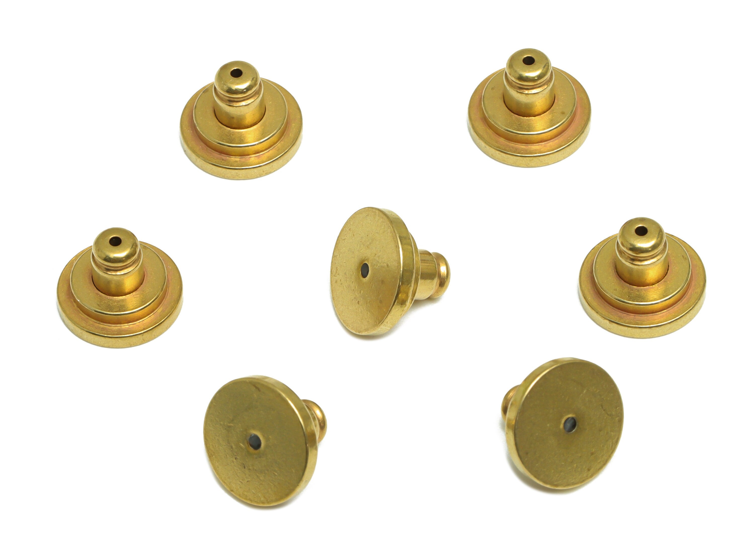 Brass Flat Plate Earring Back - Brass Stud Earring Back Stopper - Earring Post Nuts Stopper - Rubber Earring Back - 10x10x7.23mm - PP10126 - DOMEDBAZAAR