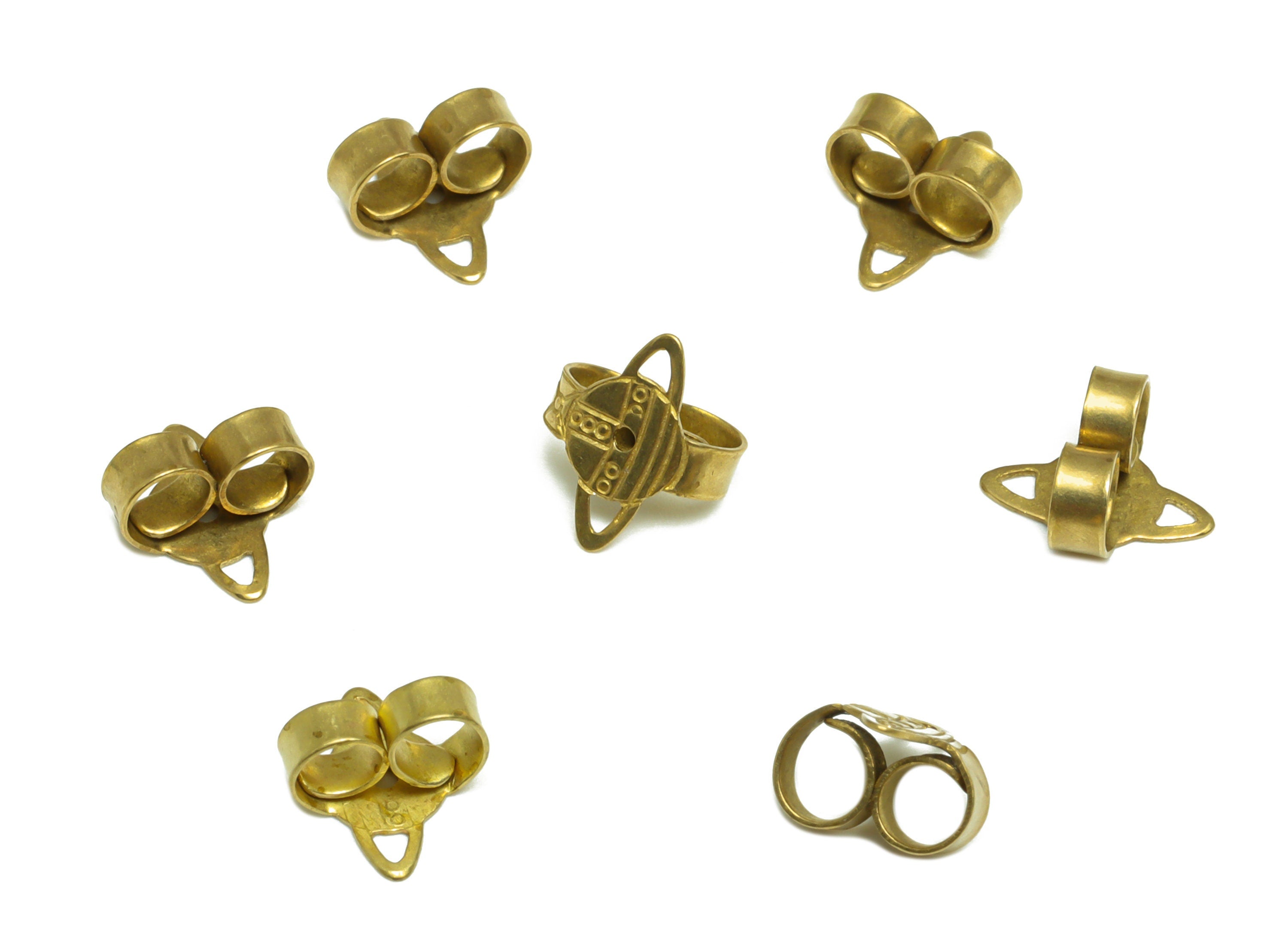 Brass Planet Earring Back - Brass Stud Earring Back Stopper - Earring Post Nuts Stopper - Earring Wire Back - Post Back - 8x7x4mm - PP10120 - DOMEDBAZAAR