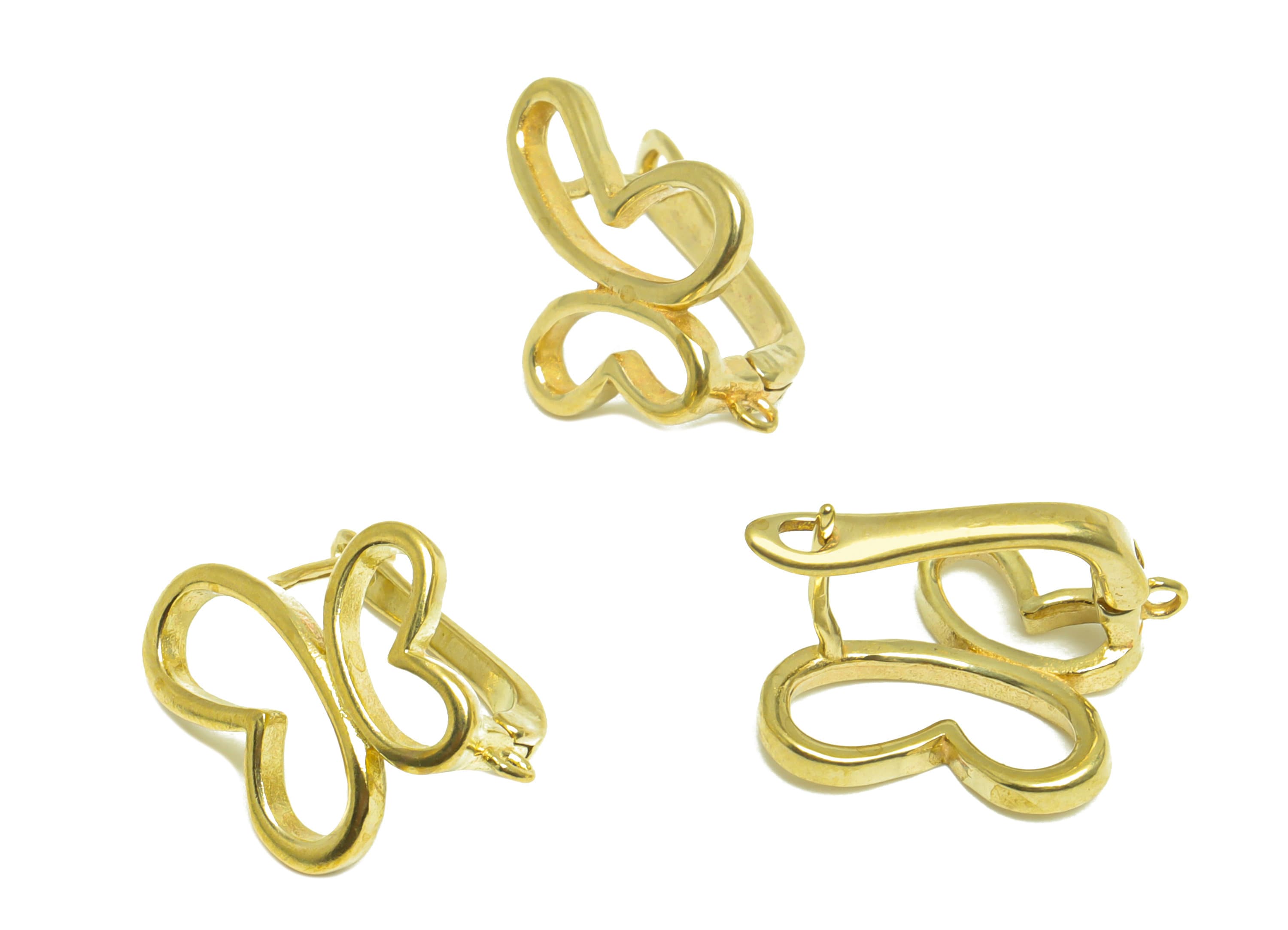 Brass Butterfly Hoop Earring - Raw Brass English Lock Hoop Earring With Loop - Brass Butterfly English Lock Hoop Earring -19x15x10mm-PP10037 - DOMEDBAZAAR