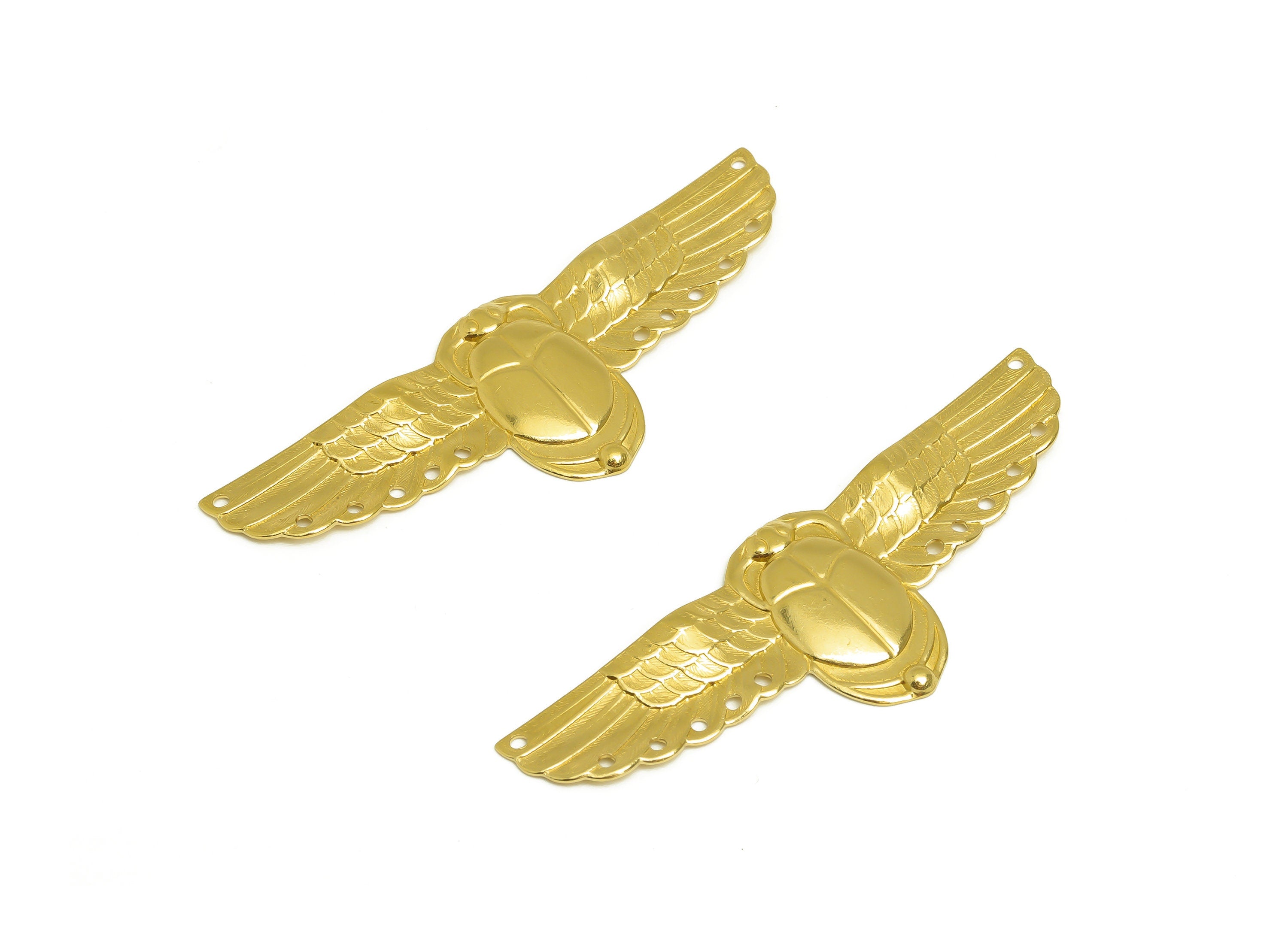 Brass Owl Earring Charm - Brass Textured Owl Connector - Textured Vintage Looking Earring Charm - Animal Charm - 58x21x1.8mm - PP10431 - DOMEDBAZAAR