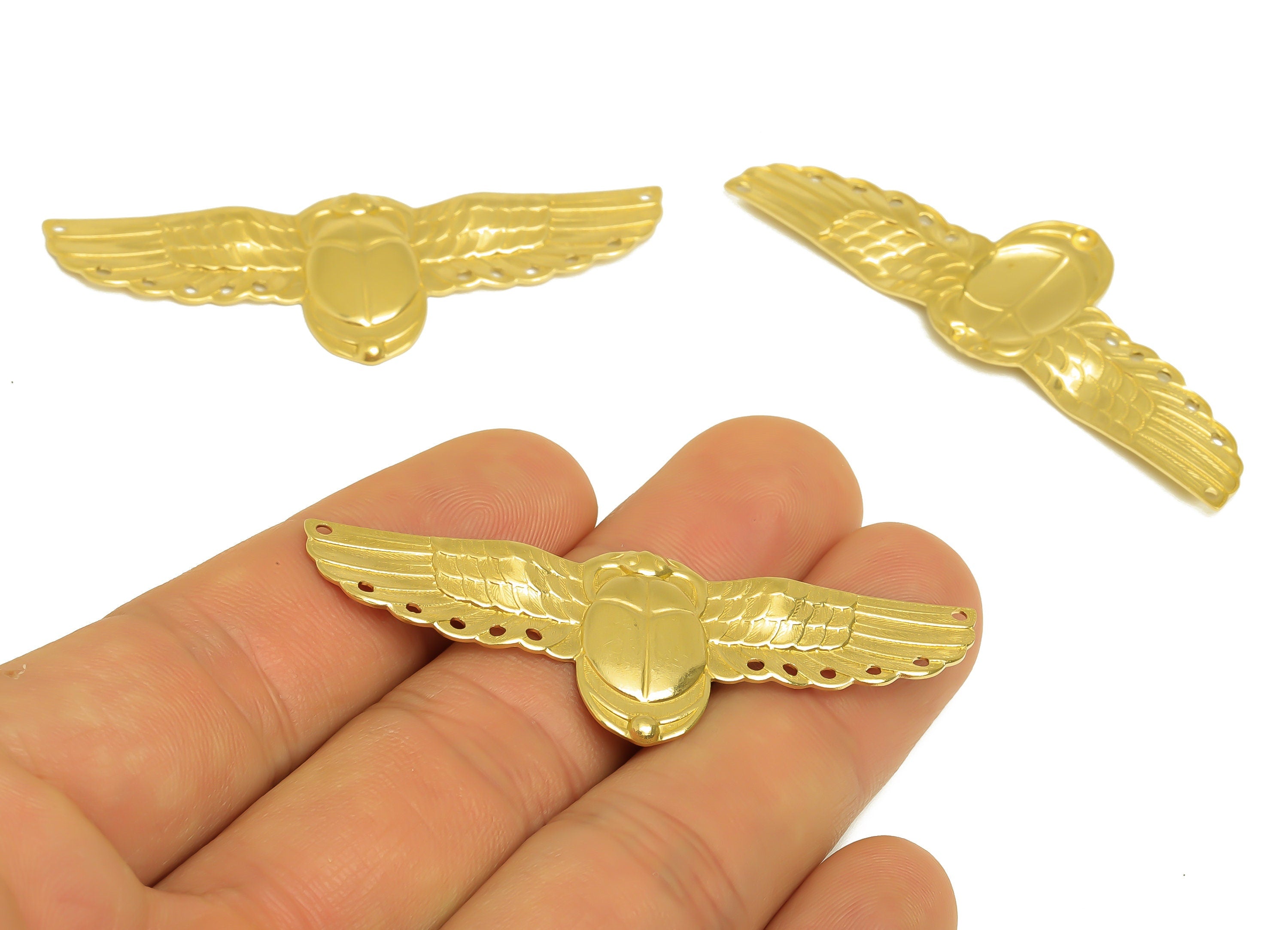 Brass Owl Earring Charm - Brass Textured Owl Connector - Textured Vintage Looking Earring Charm - Animal Charm - 58x21x1.8mm - PP10431 - DOMEDBAZAAR