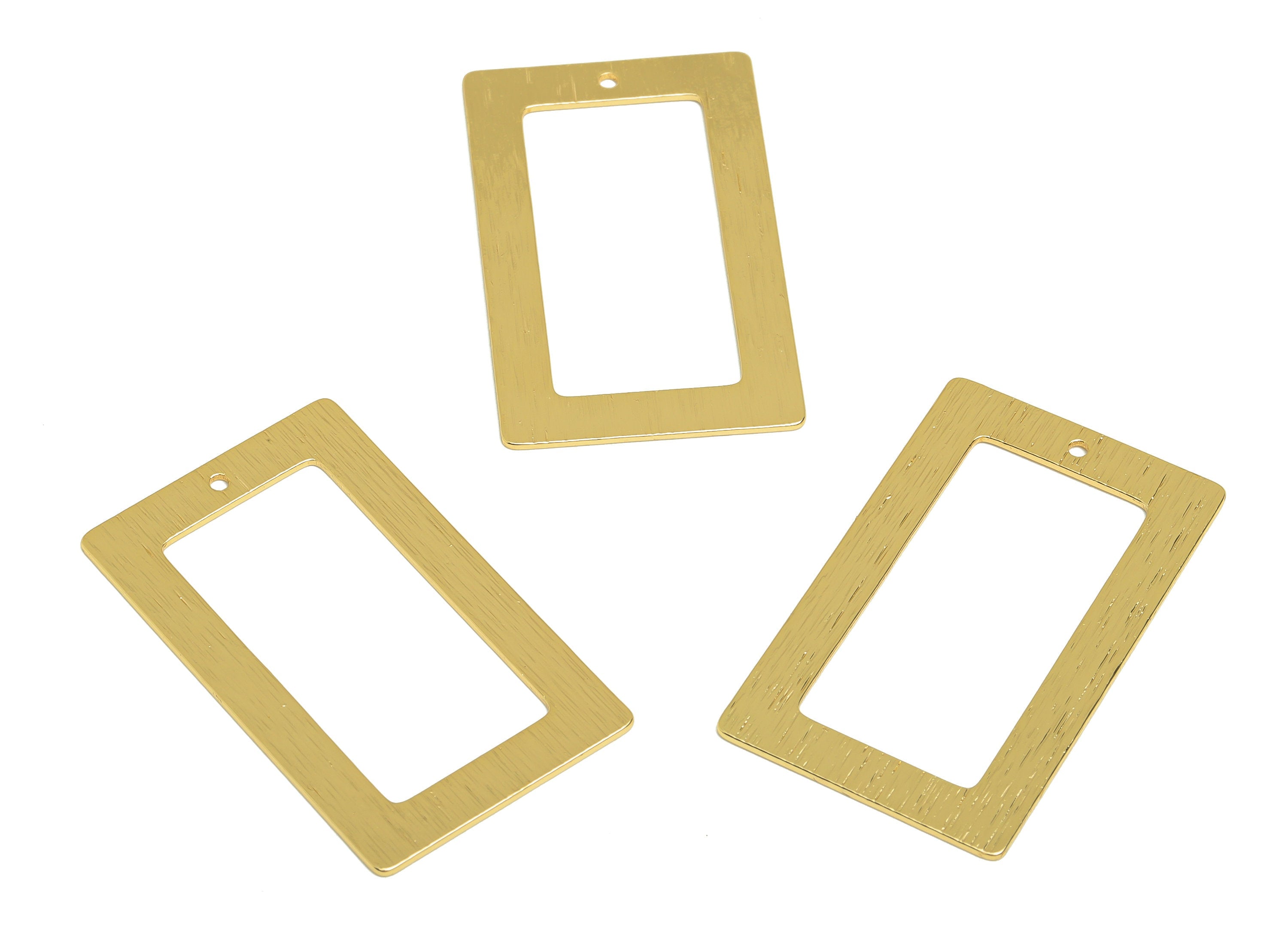 Brass Rectangle Charms - Raw Brass Textured Rectangle Earrings and Pendant - Earring Findings - Jewelry Supplies - 41.2x25x0.84mm - PP10345 - DOMEDBAZAAR
