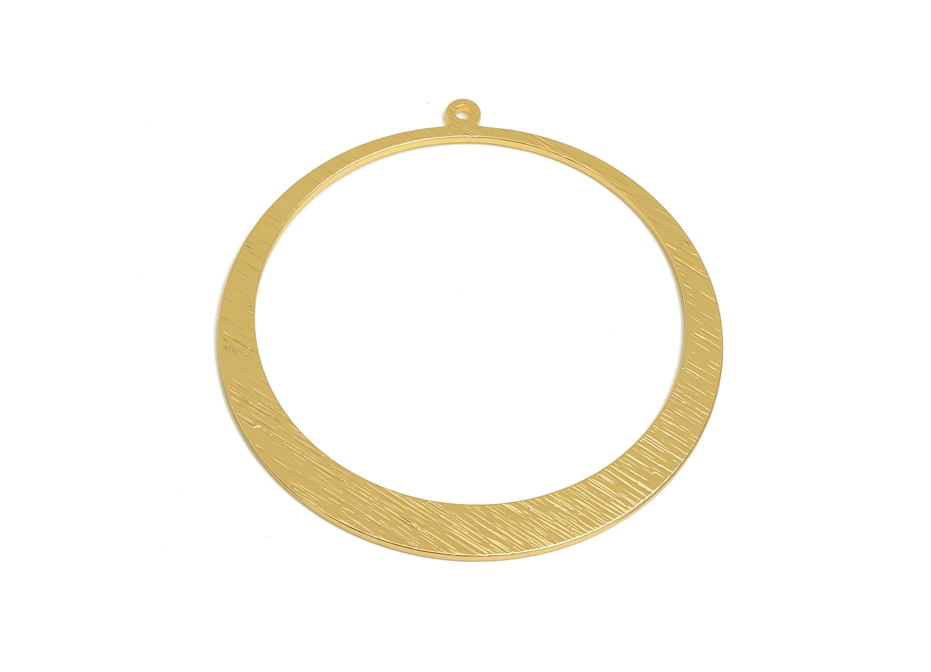 Brass Round Charm - Raw Brass Textured Circle Earrings and Pendant - Brass Minimalism Circle Necklace - Jewelry Making - 48x45x1mm - PP10442 - DOMEDBAZAAR