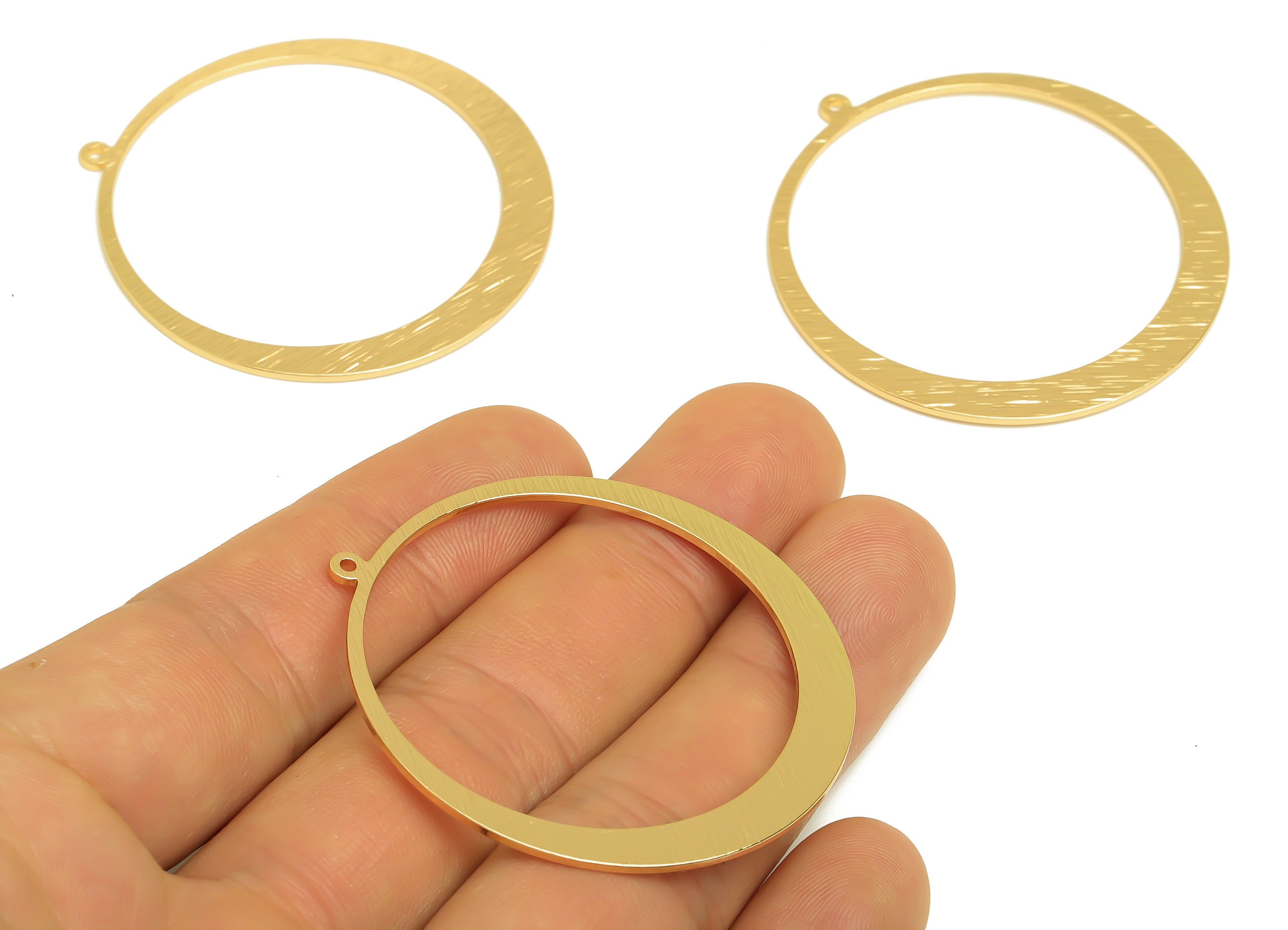 Brass Round Charm - Raw Brass Textured Circle Earrings and Pendant - Brass Minimalism Circle Necklace - Jewelry Making - 48x45x1mm - PP10442 - DOMEDBAZAAR