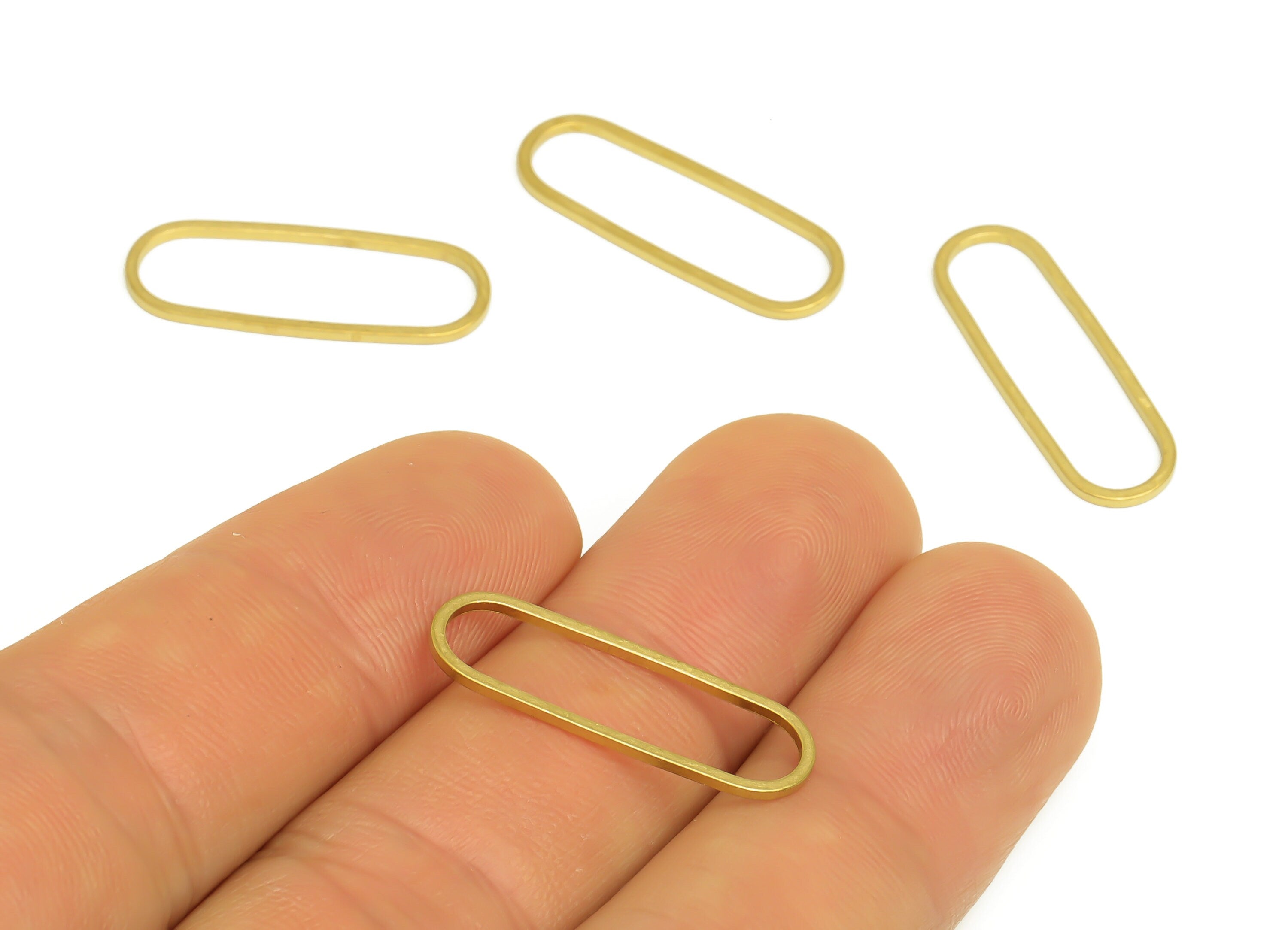 8*25 Brass Oval Charms - Raw Brass Oval Earring Charm - Brass Oval Connector - Geometry Earring Cham - 25x8.5x1mm - PP10353-8*25 - DOMEDBAZAAR