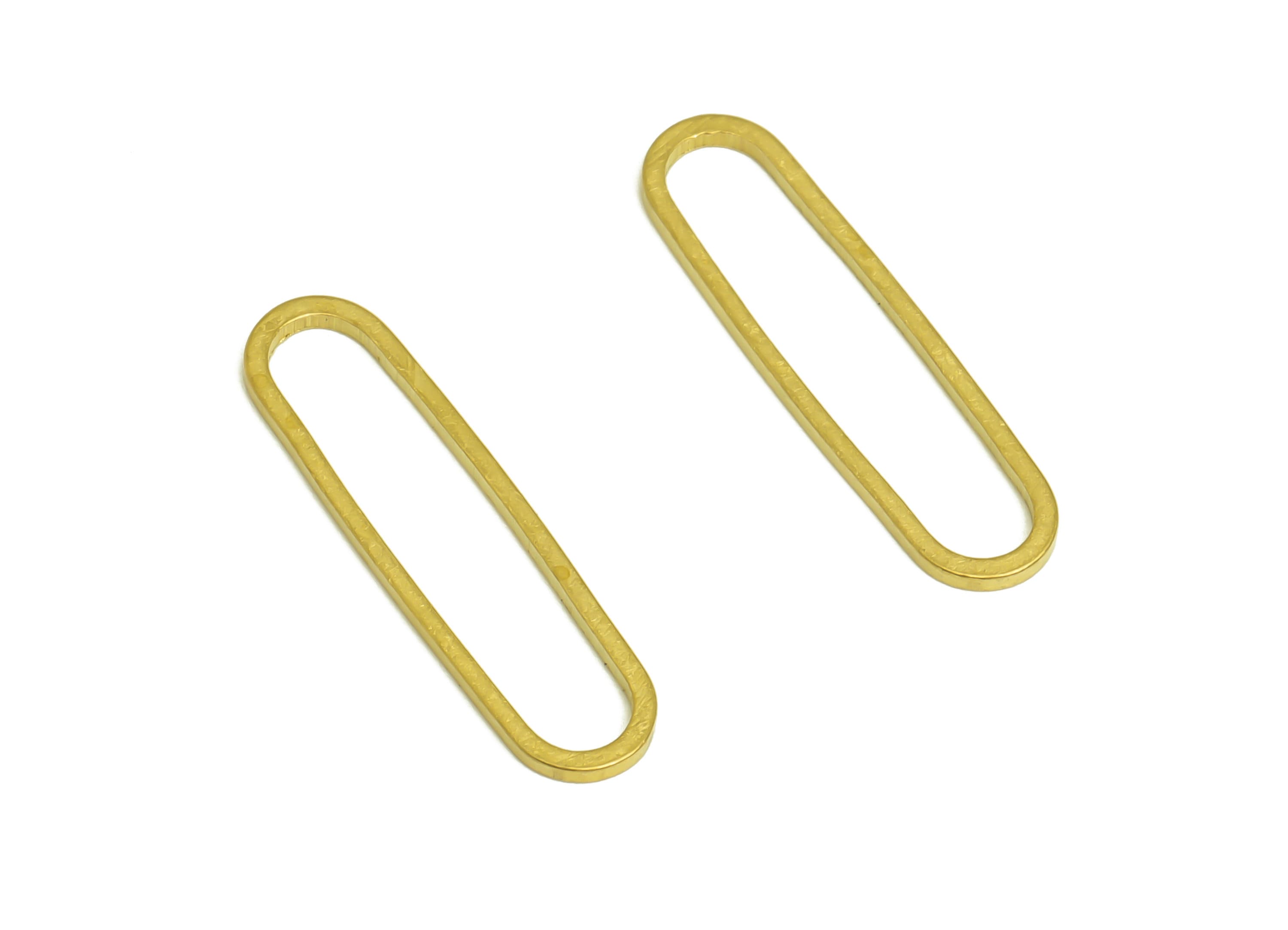 6*22 Brass Oval Charms - Raw Brass Oval Earring Charm - Brass Oval Connector - Geometry Earring Cham - 22x6x0.9mm - PP10353-6*22 - DOMEDBAZAAR