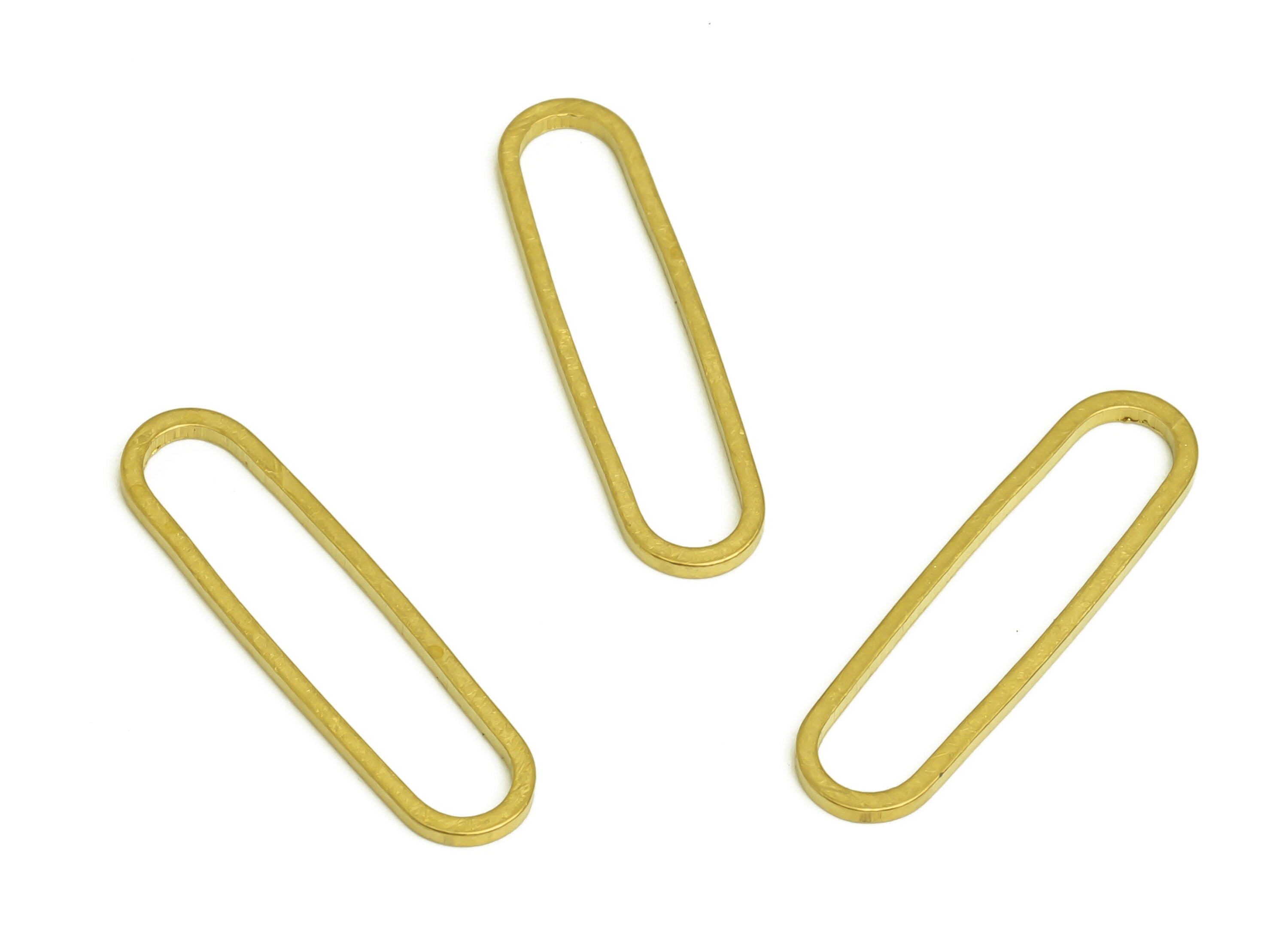 6*22 Brass Oval Charms - Raw Brass Oval Earring Charm - Brass Oval Connector - Geometry Earring Cham - 22x6x0.9mm - PP10353-6*22 - DOMEDBAZAAR