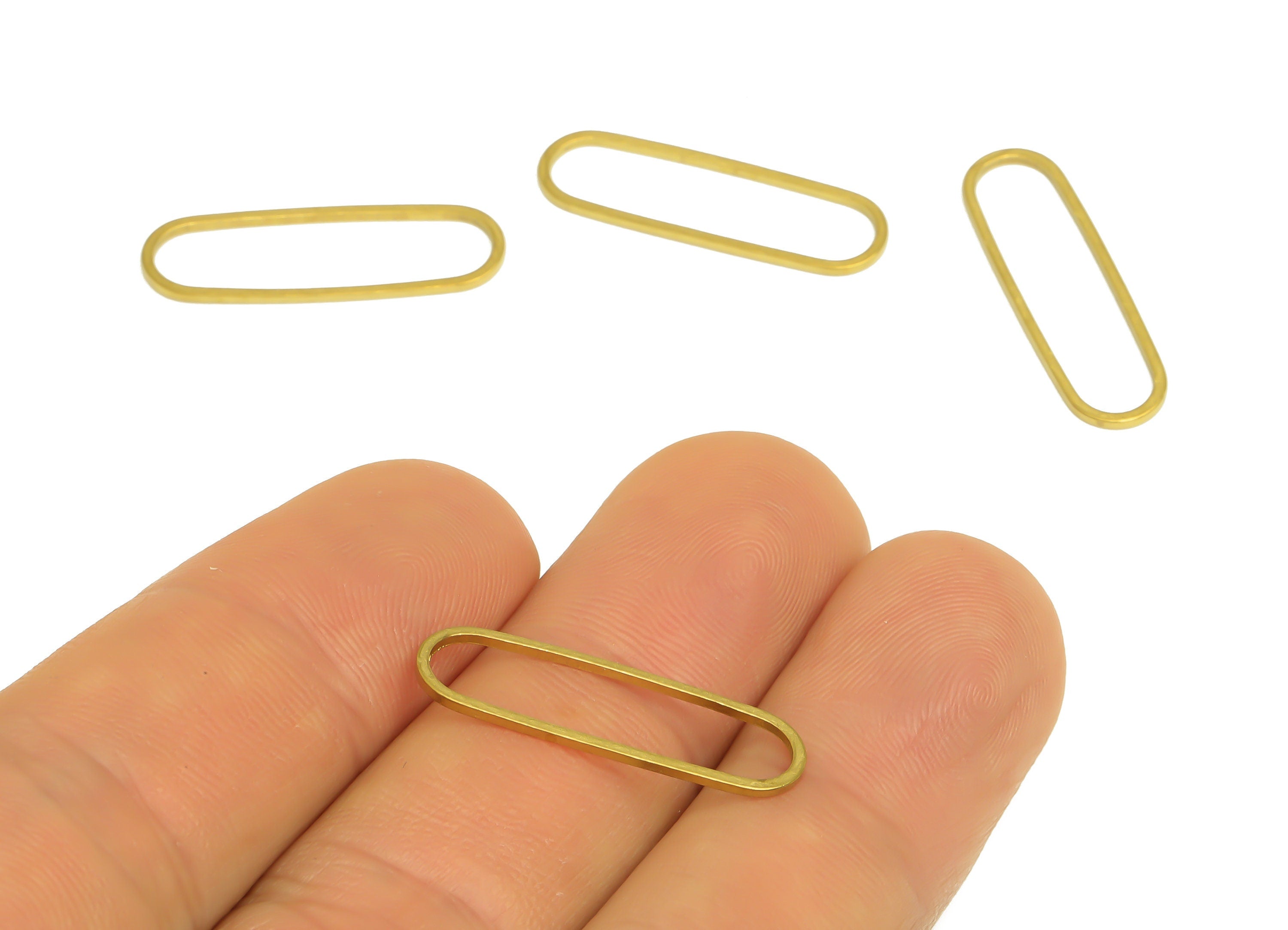7*25 Brass Oval Charms - Raw Brass Oval Earring Charm - Brass Oval Connector - Geometry Earring Cham - 25x7.5x0.7mm - PP10353-7*25 - DOMEDBAZAAR