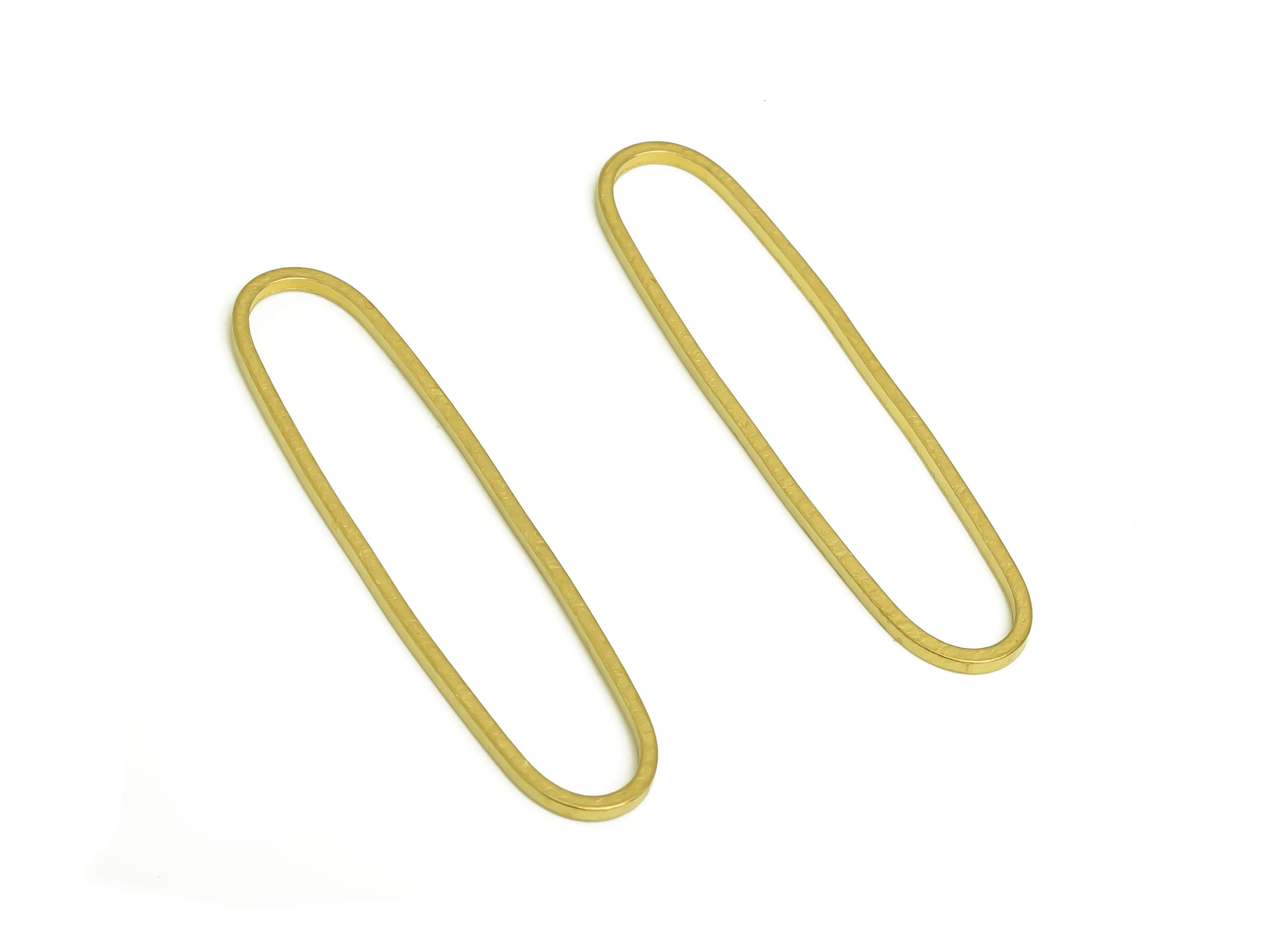 9*40 Brass Oval Charms - Raw Brass Oval Earring Charm - Brass Oval Connector - Geometry Earring Cham - 40x9.8x1.1mm - PP10353-9*40 - DOMEDBAZAAR
