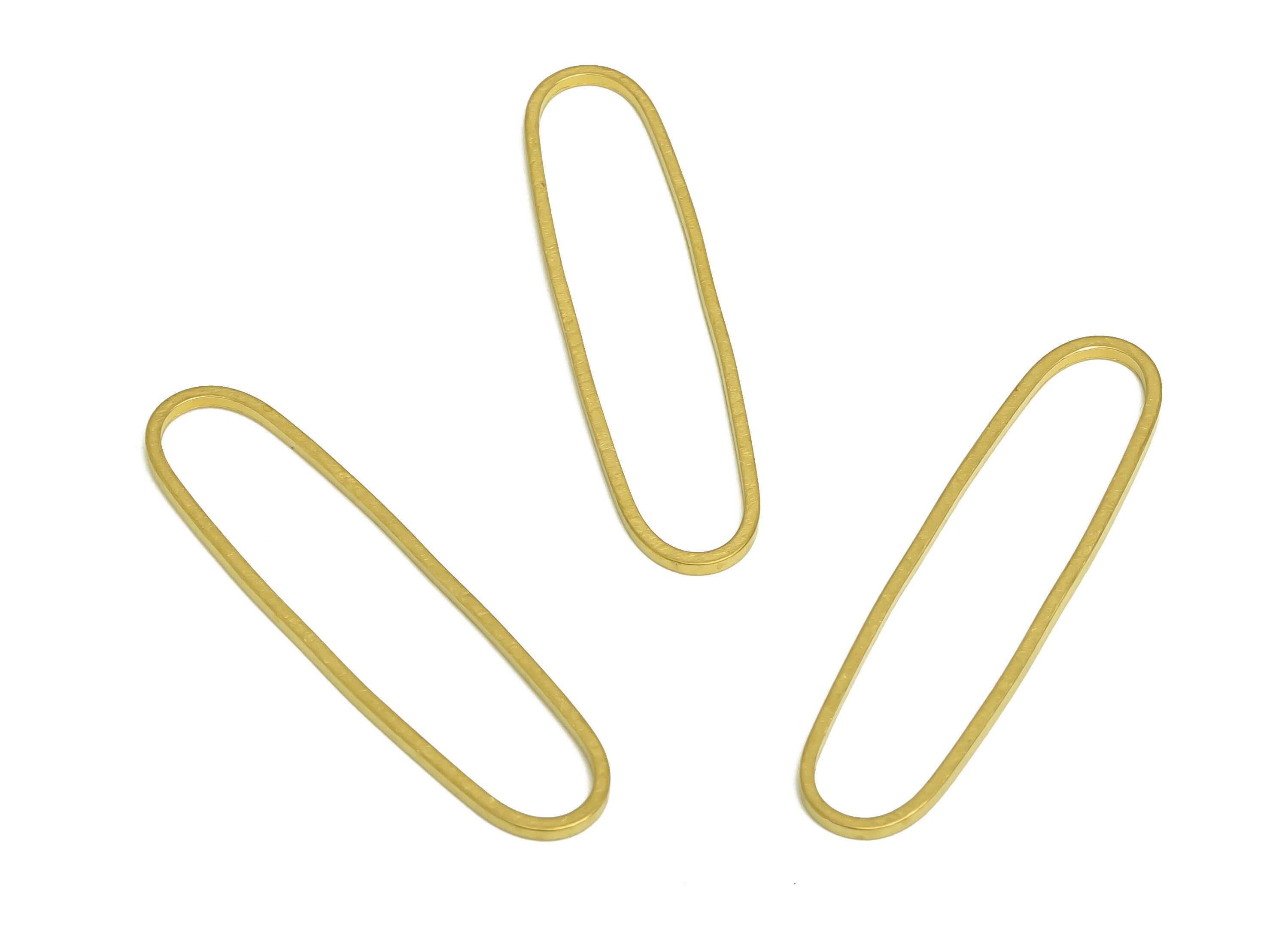9*40 Brass Oval Charms - Raw Brass Oval Earring Charm - Brass Oval Connector - Geometry Earring Cham - 40x9.8x1.1mm - PP10353-9*40 - DOMEDBAZAAR