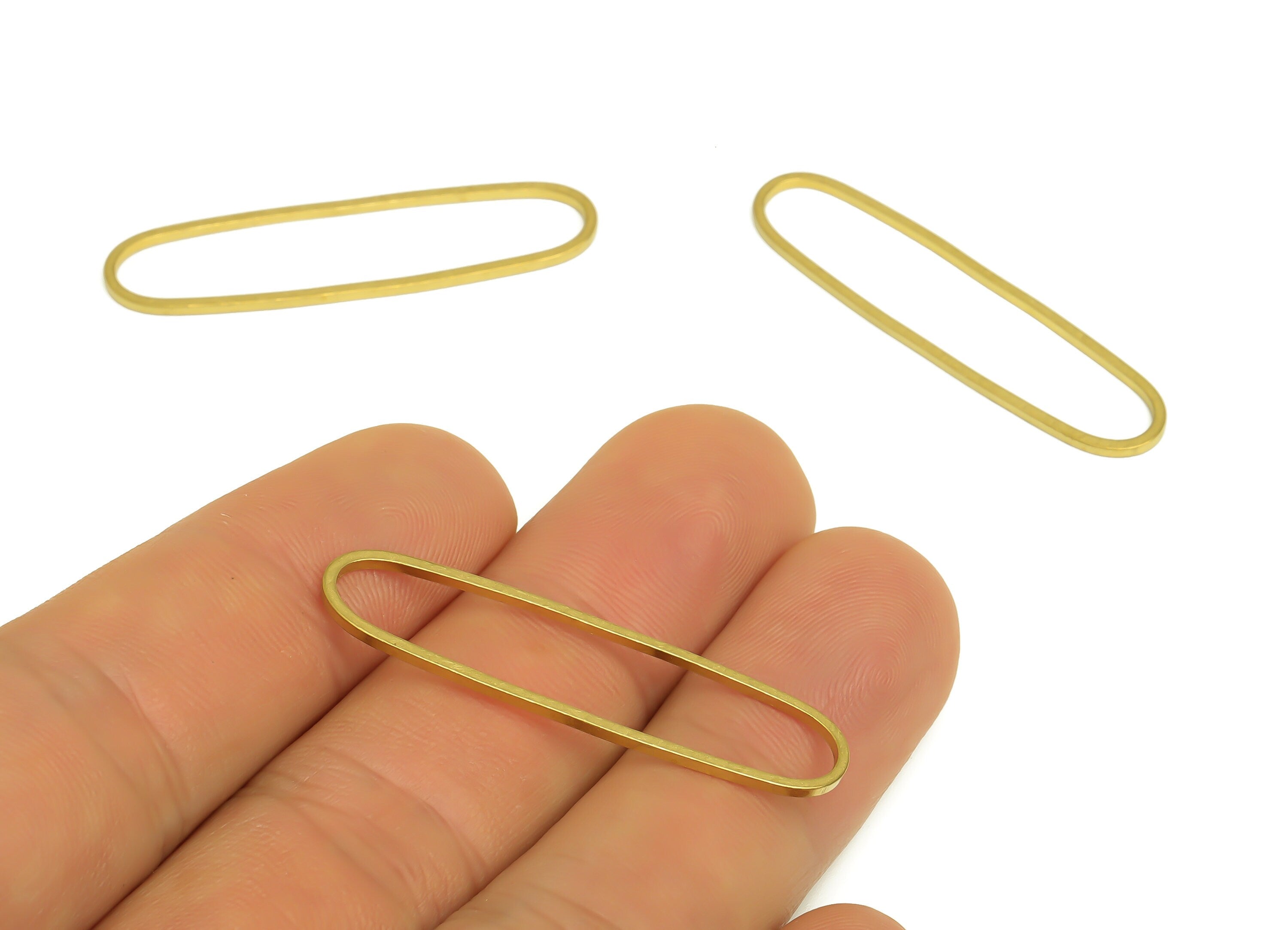 9*40 Brass Oval Charms - Raw Brass Oval Earring Charm - Brass Oval Connector - Geometry Earring Cham - 40x9.8x1.1mm - PP10353-9*40 - DOMEDBAZAAR