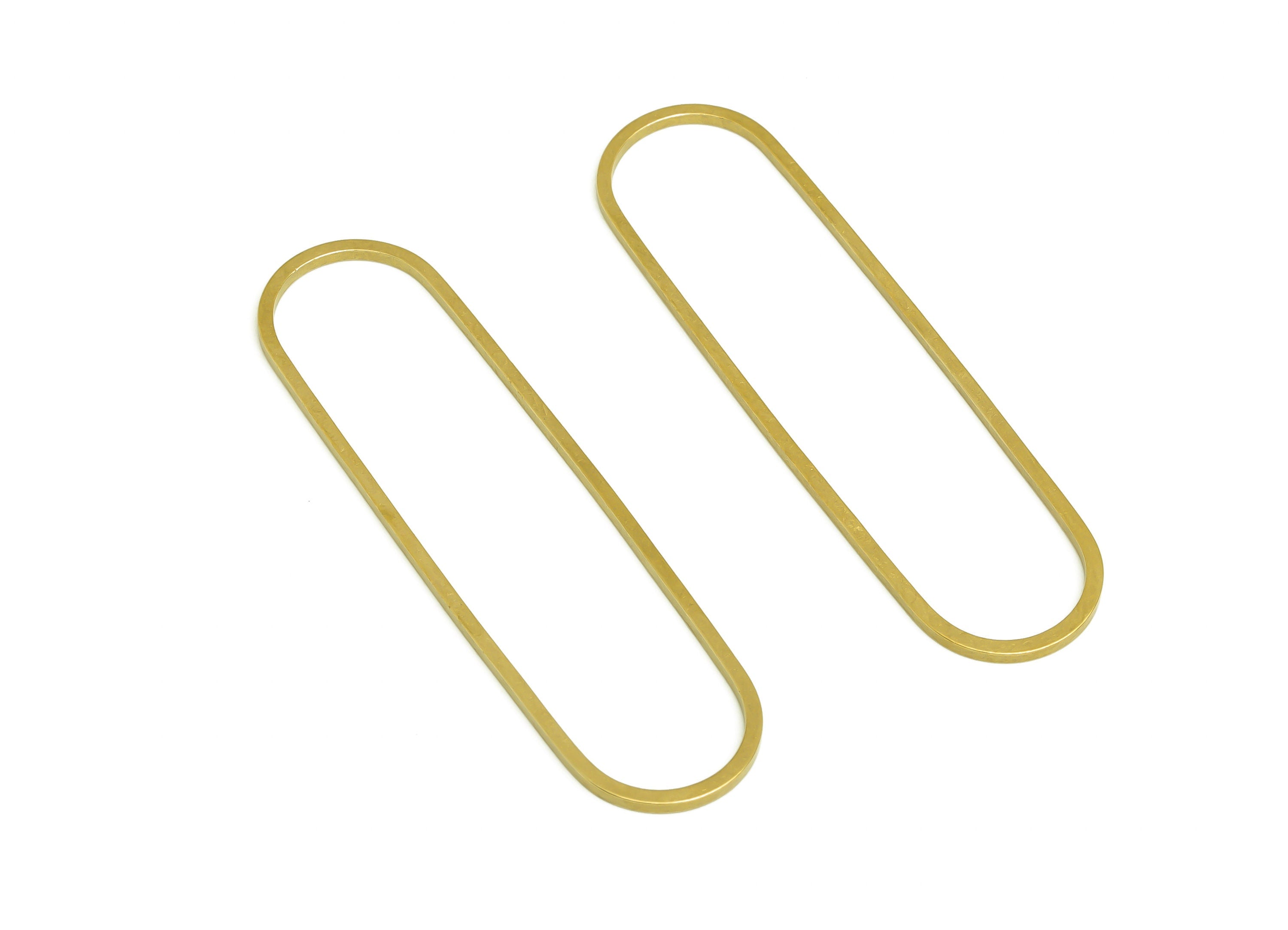 13*50 Brass Oval Charms - Raw Brass Oval Earring Charm - Brass Oval Connector - Geometry Earring Cham - 50x13.5x1.1mm - PP10353-13*50 - DOMEDBAZAAR