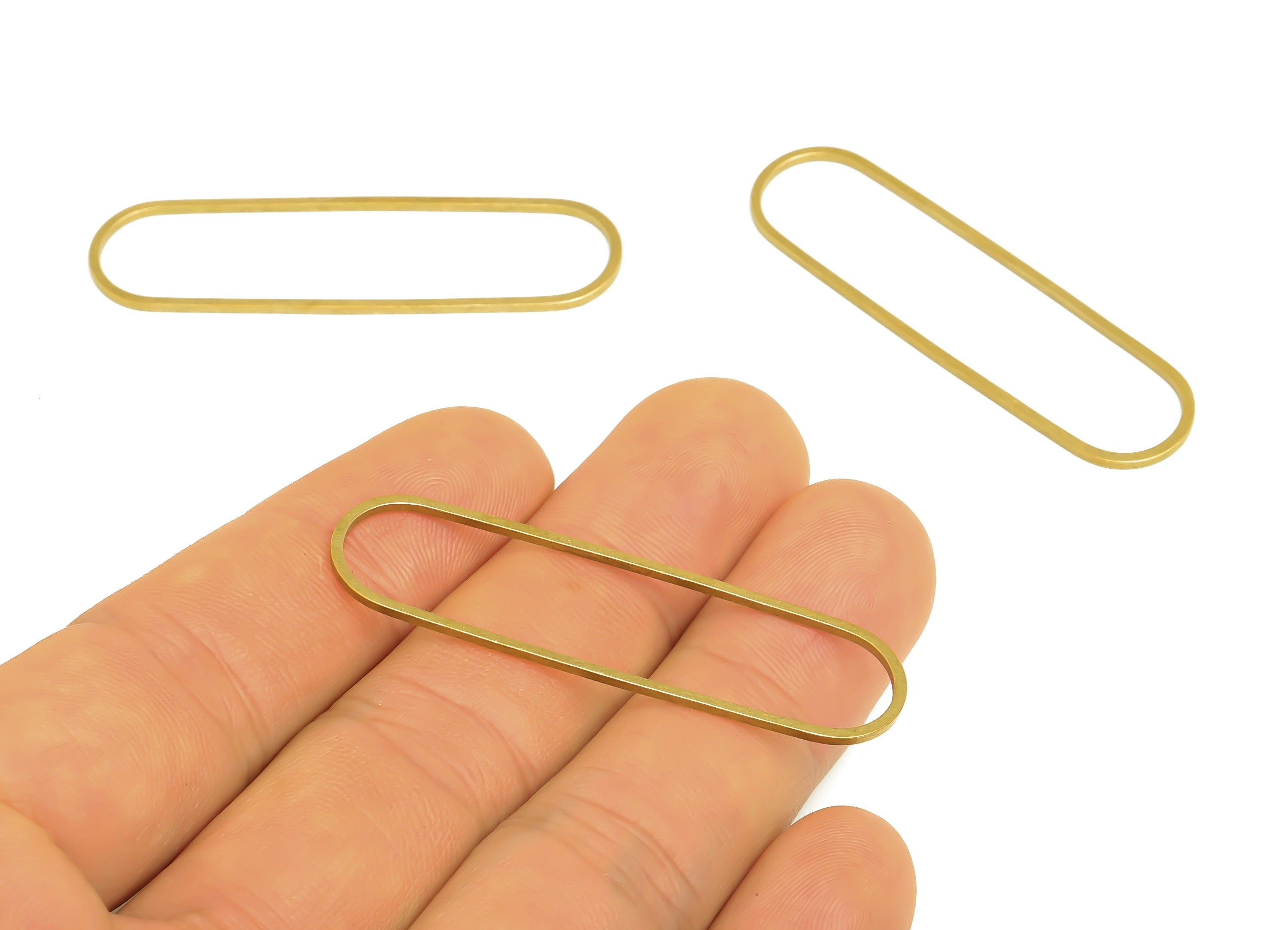 13*50 Brass Oval Charms - Raw Brass Oval Earring Charm - Brass Oval Connector - Geometry Earring Cham - 50x13.5x1.1mm - PP10353-13*50 - DOMEDBAZAAR