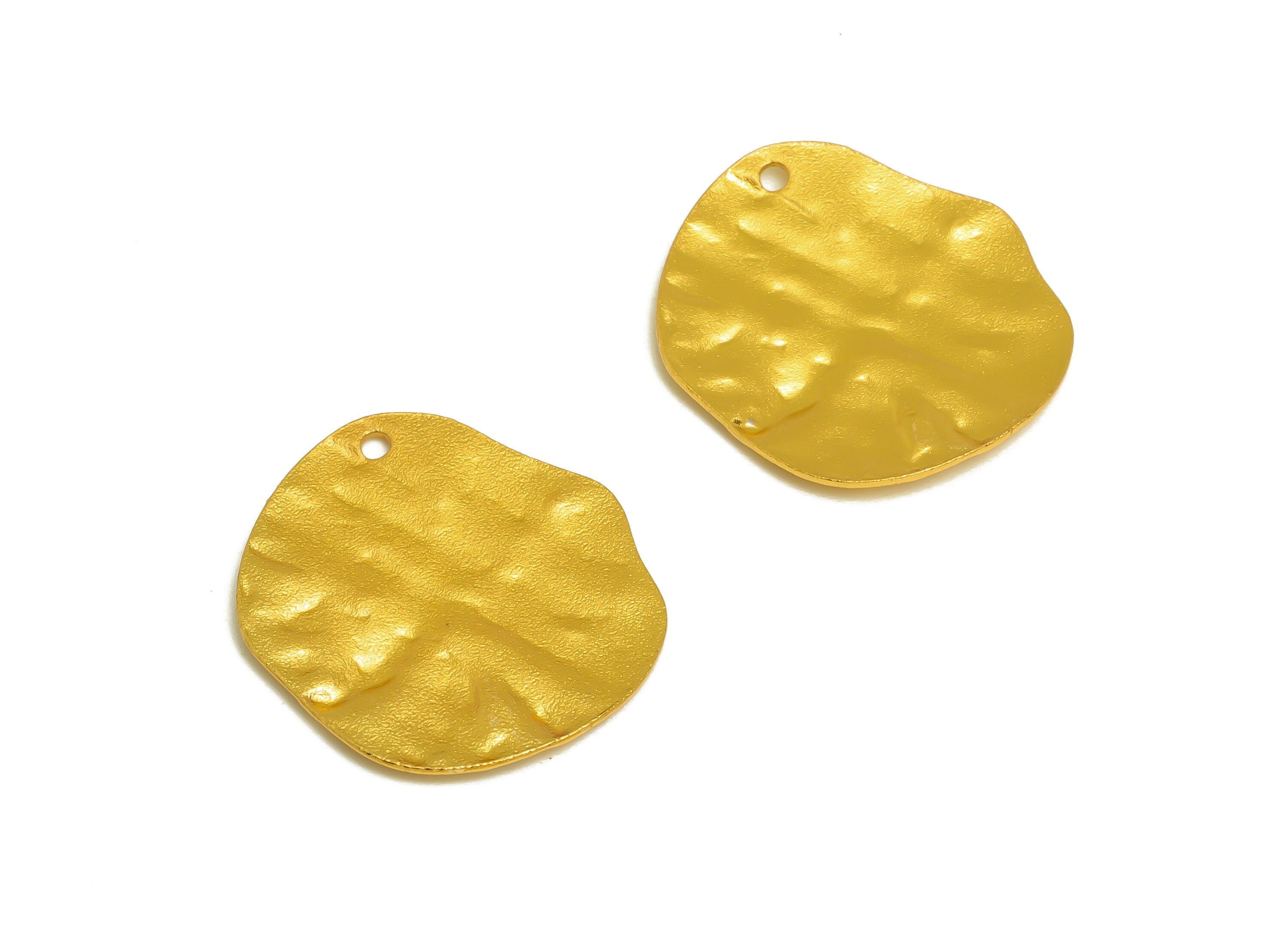 Brass Irregular Round Charm - Raw Brass Hammered Circle Earring Charm - Brass Geometry Earring Charm - Jewelry Making - 22x20x1mm - PP10437 - DOMEDBAZAAR