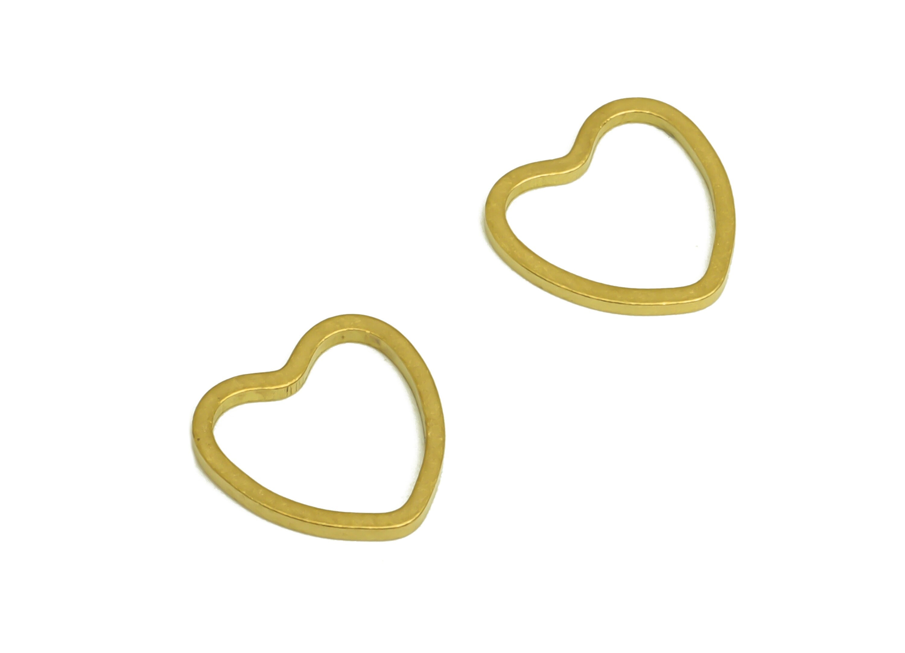 10mm Brass Heart Charms - Raw Brass Heart Earring Charm - Brass Heart Connector - Brass Heart Wire Earring Cham - 9.3x9x0.8mm - PP10362-10 - DOMEDBAZAAR