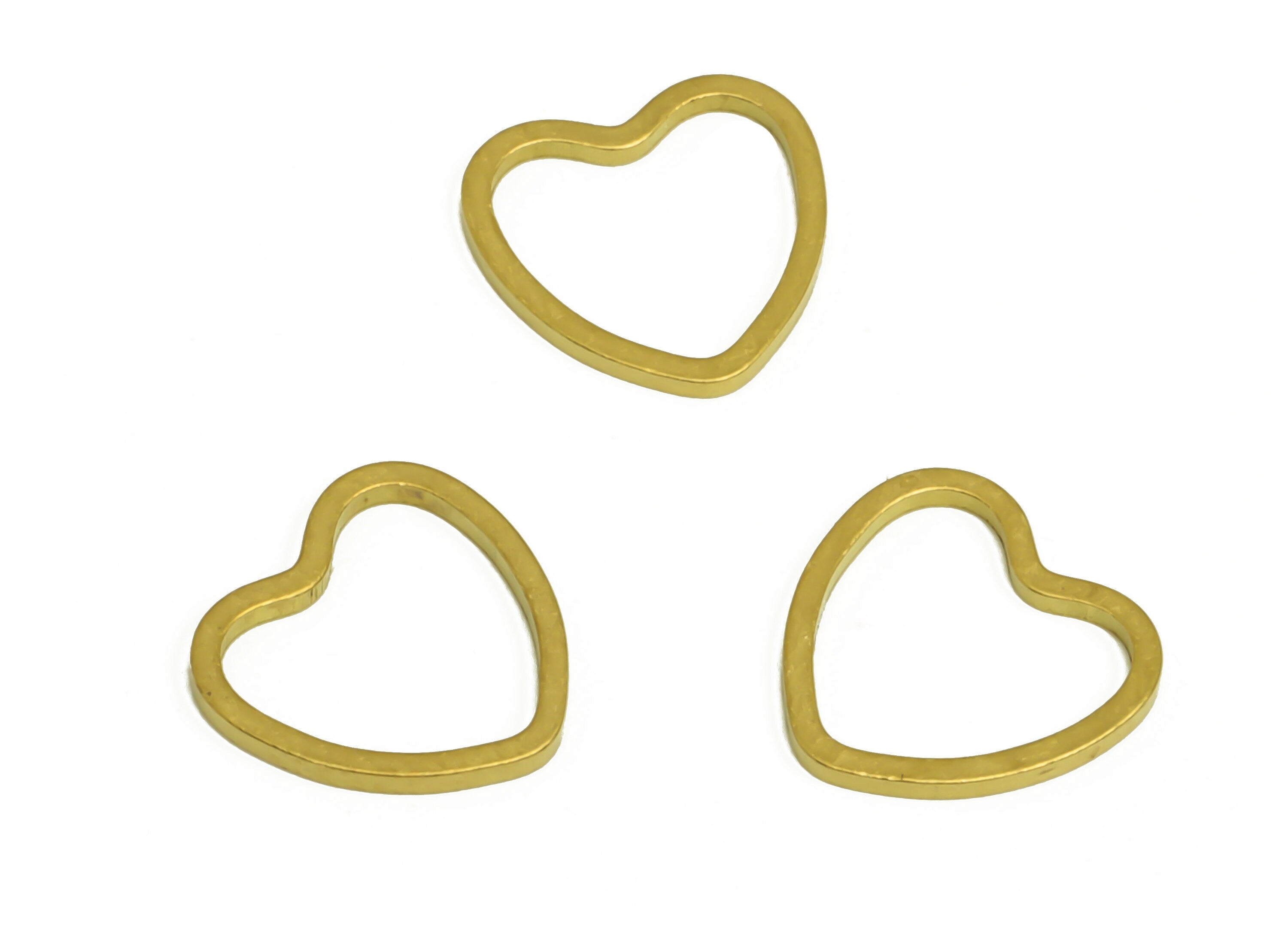 10mm Brass Heart Charms - Raw Brass Heart Earring Charm - Brass Heart Connector - Brass Heart Wire Earring Cham - 9.3x9x0.8mm - PP10362-10 - DOMEDBAZAAR