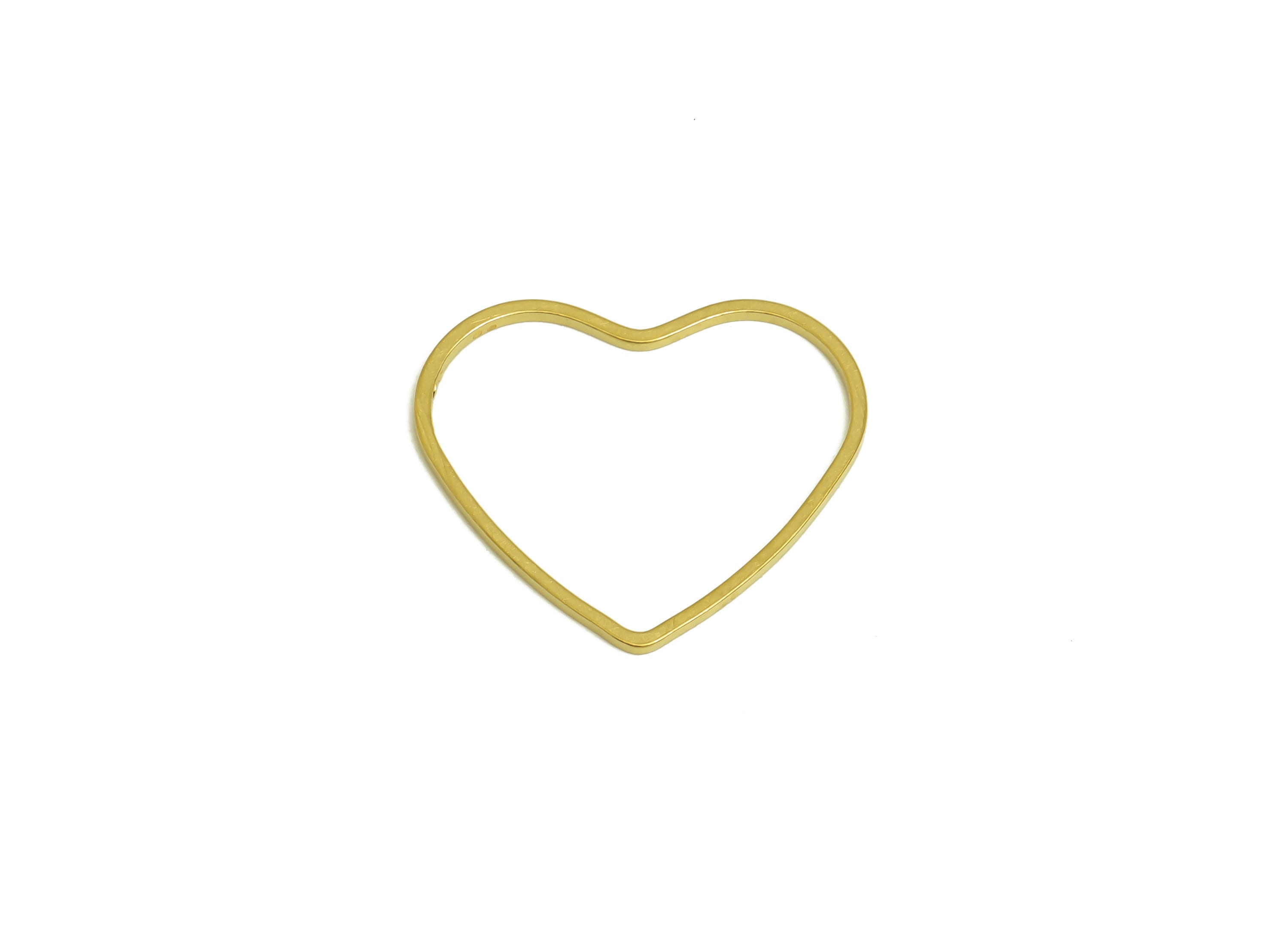 9*21mm Brass Heart Charms - Raw Brass Heart Earring Charm - Brass Heart Connector - Brass Heart Wire Earring Cham - 21x18x1mm - PP10362-9*21 - DOMEDBAZAAR
