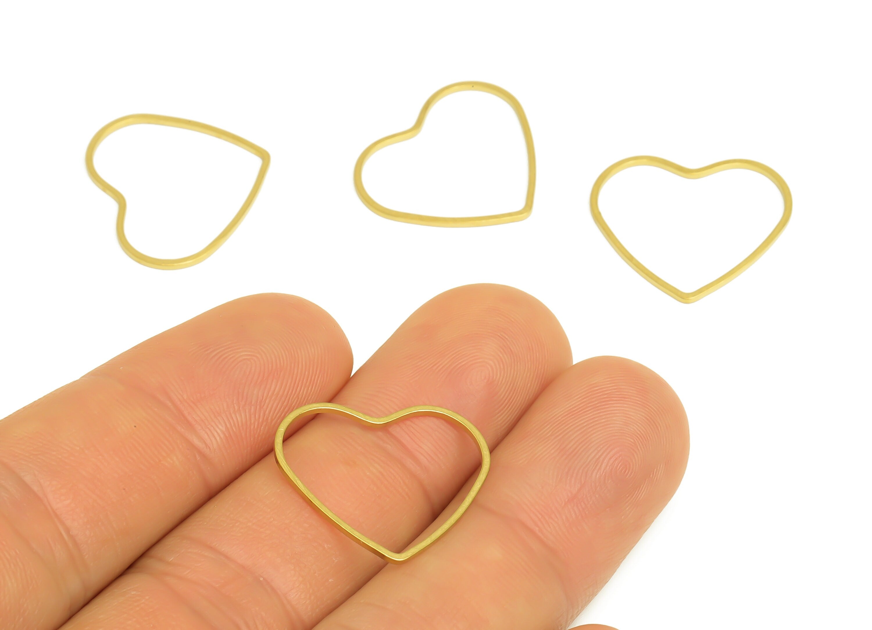 9*21mm Brass Heart Charms - Raw Brass Heart Earring Charm - Brass Heart Connector - Brass Heart Wire Earring Cham - 21x18x1mm - PP10362-9*21 - DOMEDBAZAAR